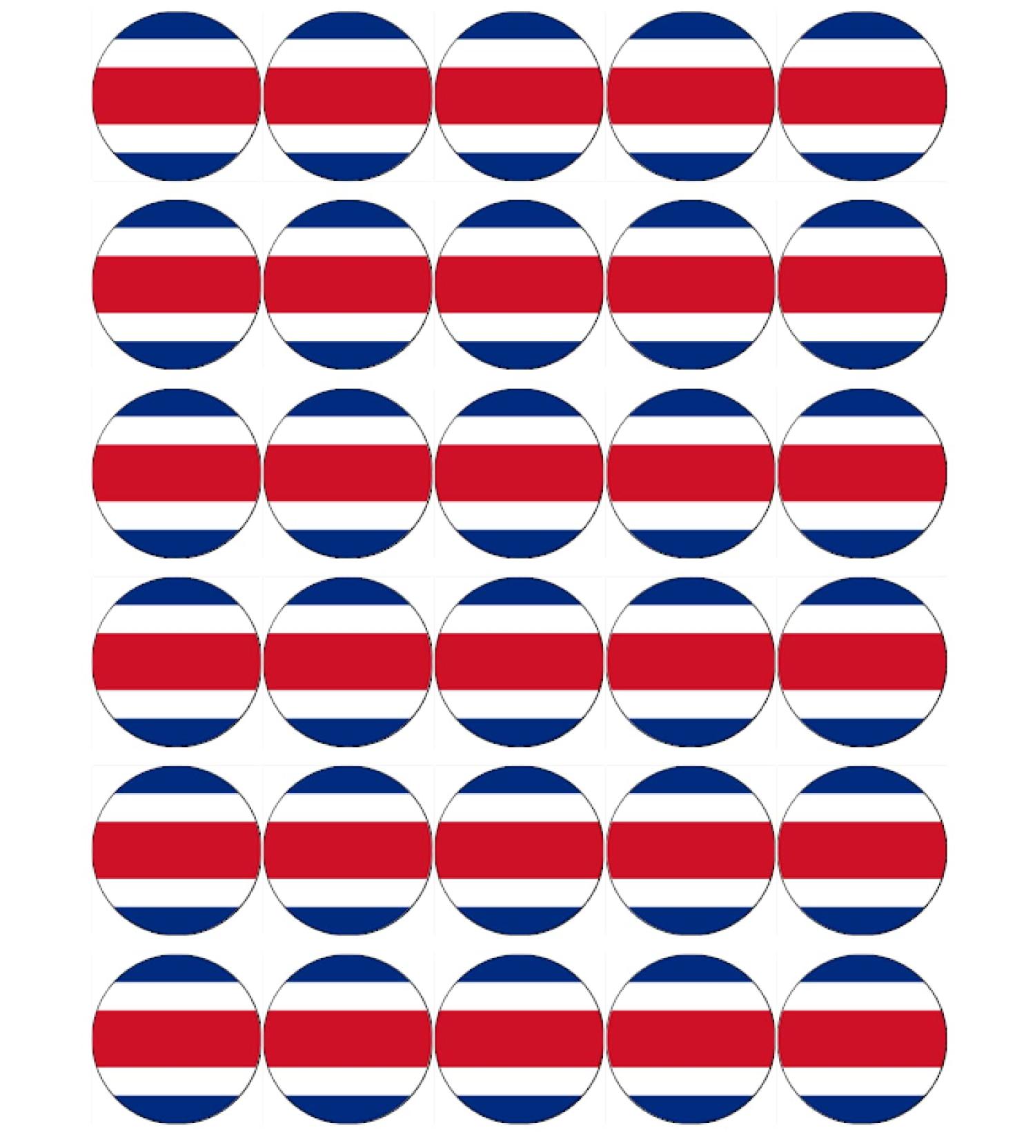 30 Costa Rica Flags Cupcake Toppers Edible Wafer Paper Fairy Cake Toppers Birthday Cake Decorations