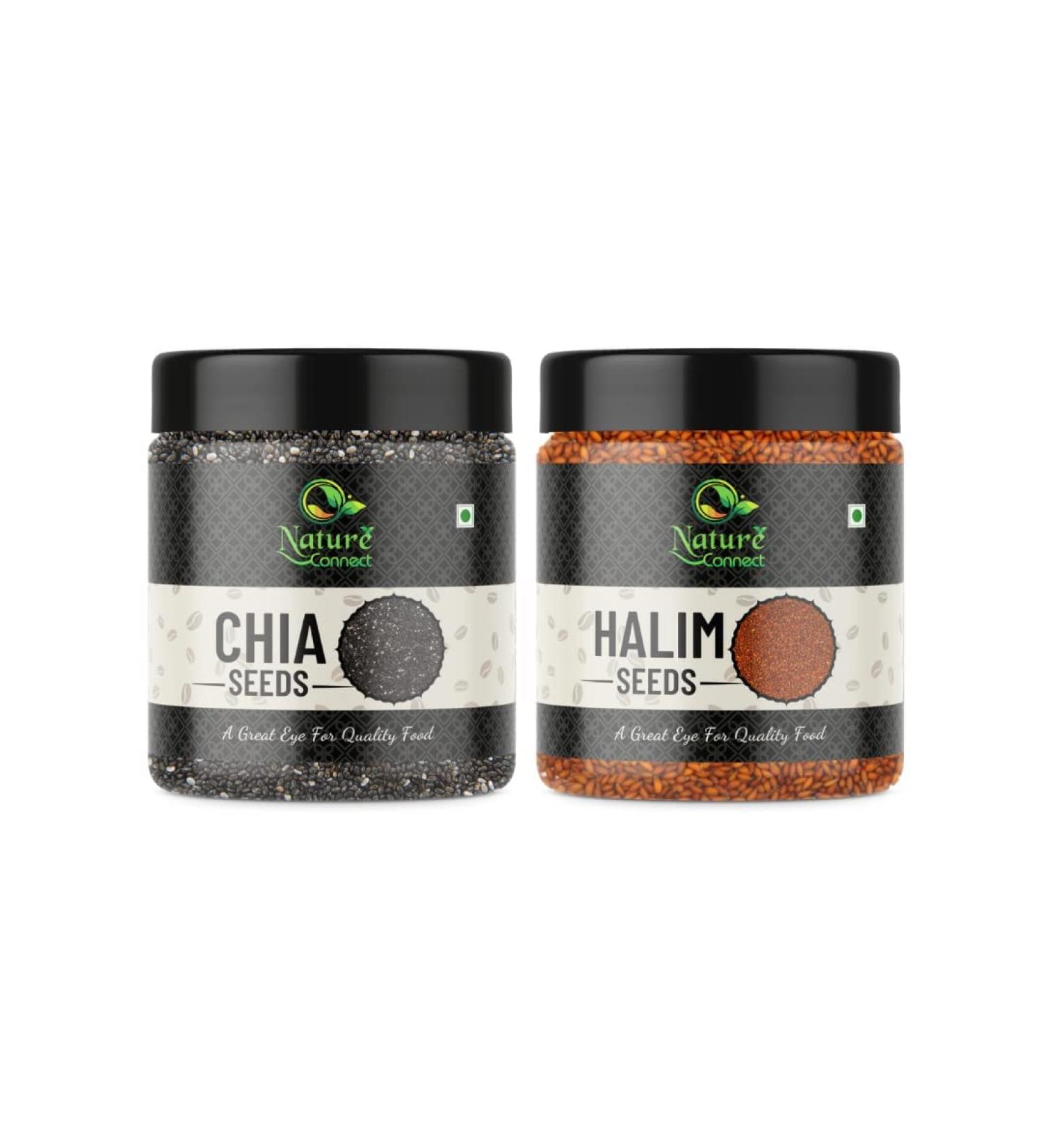 Nature Connect Combo Pack of Asaliya/Garden Cress Halim Seeds and Raw Chia Seeds 250 gm Each Total 500 gm_Packing May Vary - Buy Online on GoSupps.com