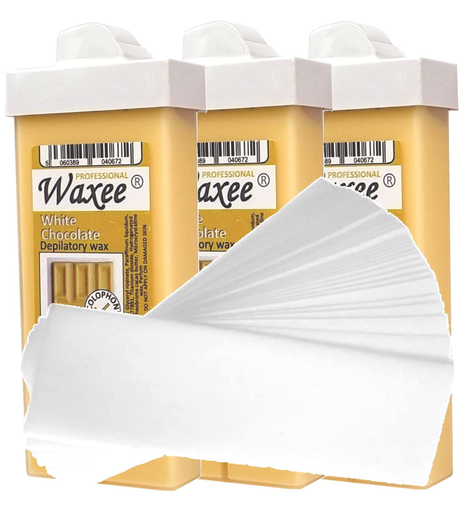 3 x 100ml Roll On Roller Wax Cartridges + 50 Waxing Strips - Waxee - Buy Online on GoSupps.com