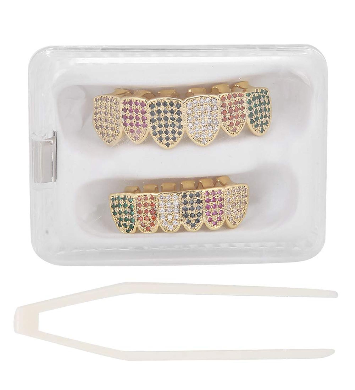 Iced Out Diamond Grillz for Men & Women | Hip Hop Gold Teeth Jewelry & Accessories | Perfect for Halloween & Parties - Buy Online on GoSupps.com