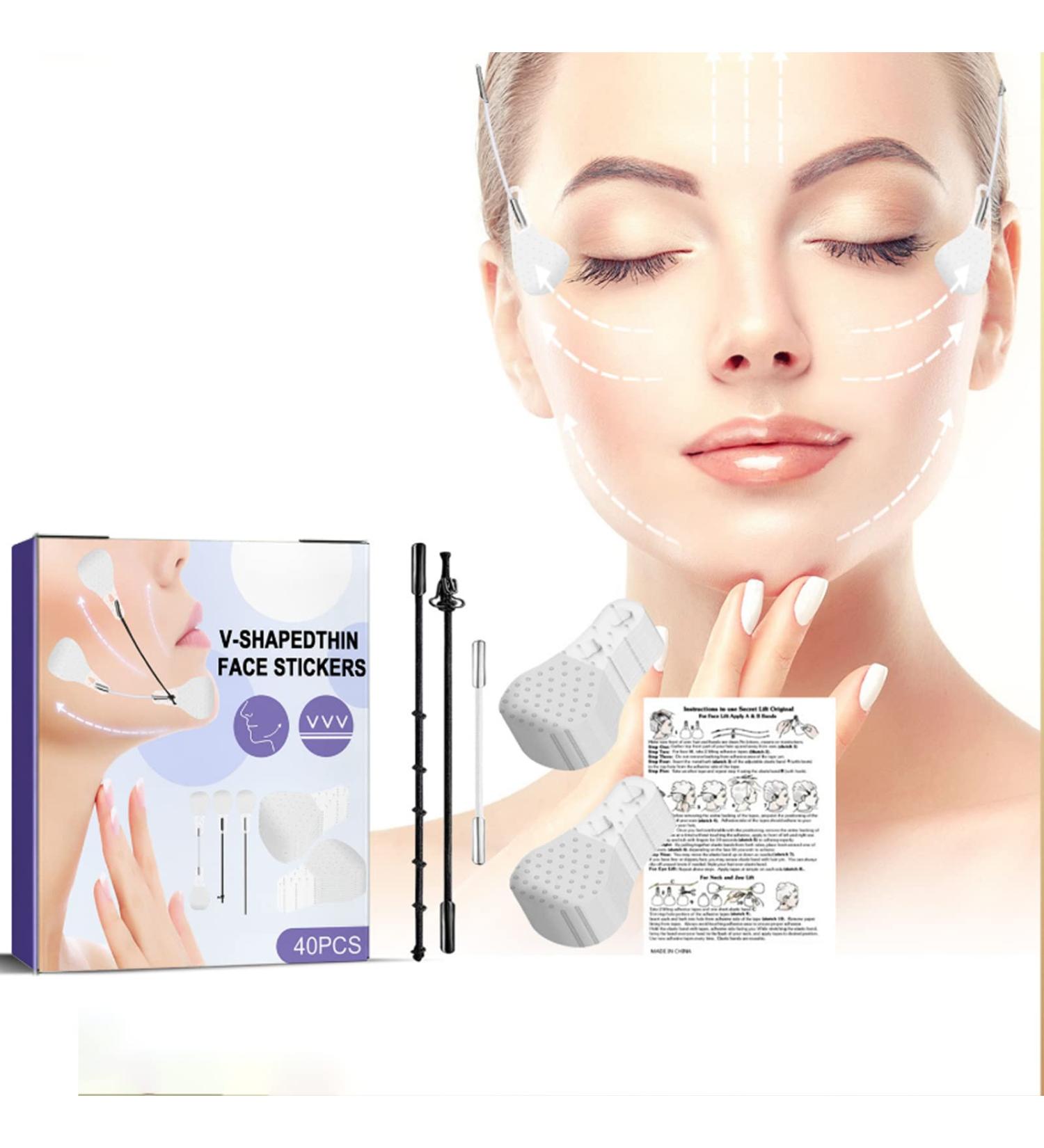 Invisible Face Lift Tape - 40 PCS Face Lifting Strips for Saggy Skin, Wrinkles, Double Chin - Neck and Eye Lift Tapes - V Shaped Face Lift Stickers - Buy Online on GoSupps.com