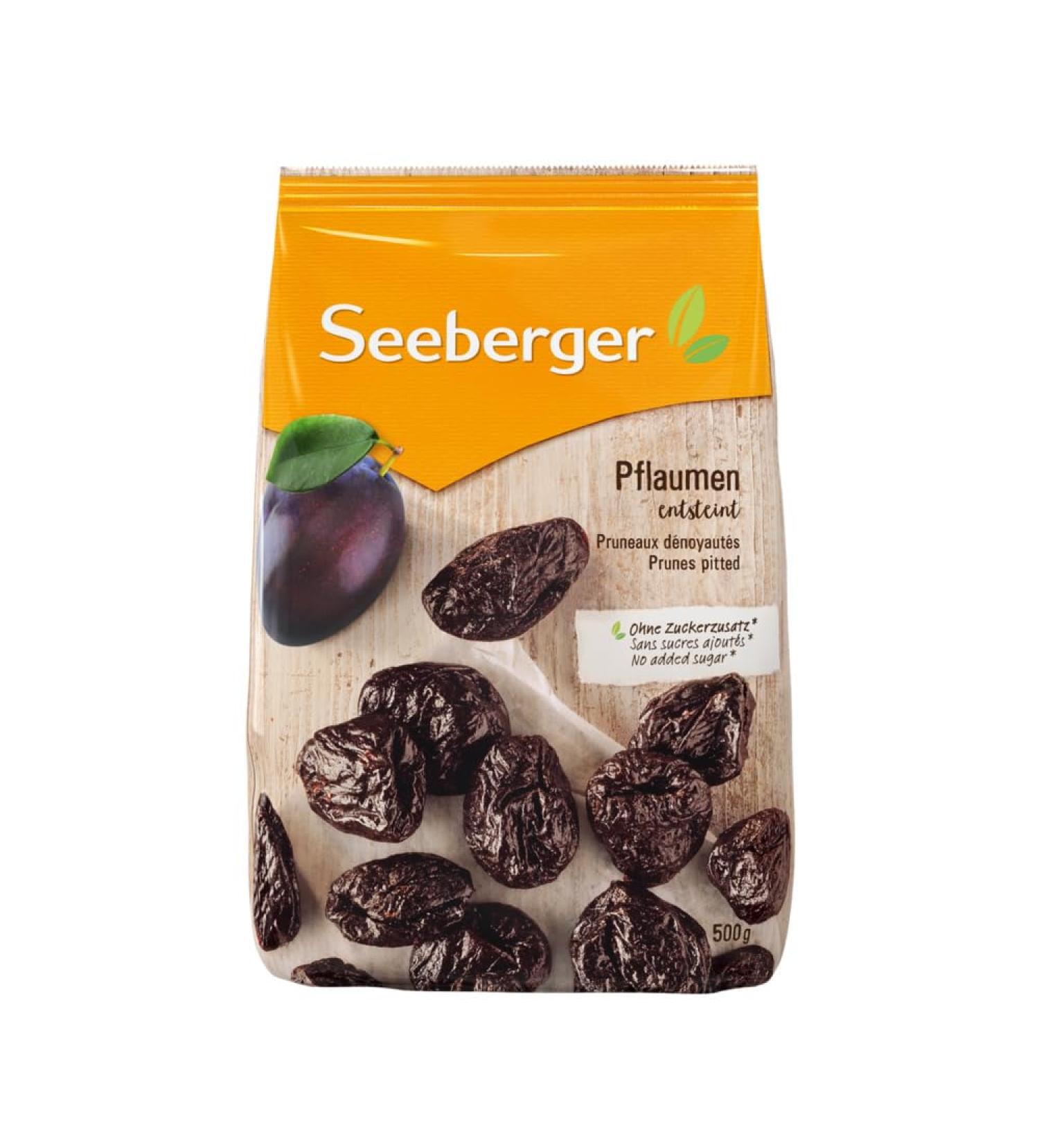 Seeberger Pitted Prunes: very large and tasty prunes - sweet and aromatic - vegan (8 x 500 g)