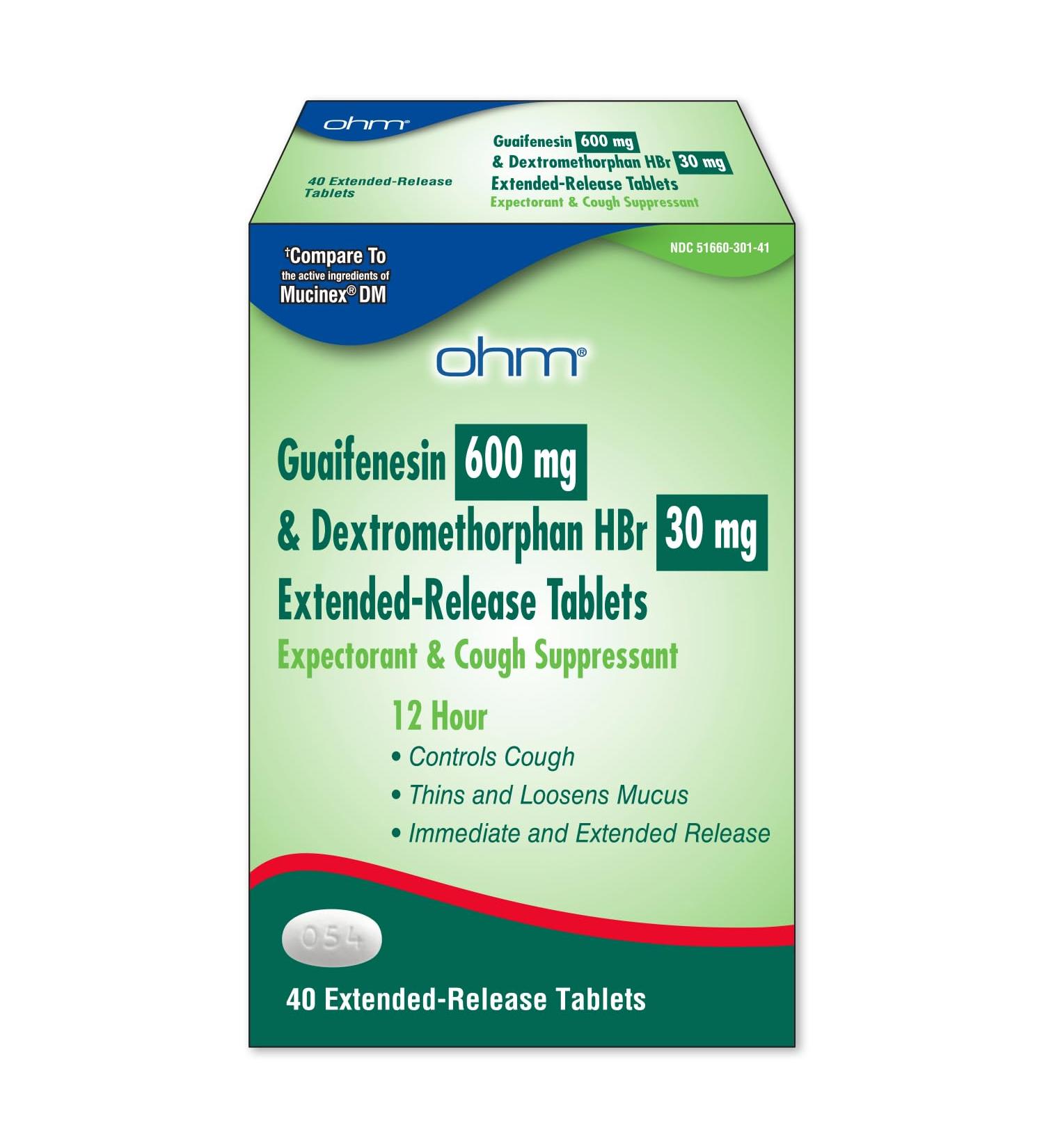 Buy Ohm Guaifenesin Tablets - 600mg Guaifenesin & 30mg Dextromethorphan HBr for Cough Relief | 40 Tablets - Fast Shipping Worldwide - Buy Online on GoSupps.com