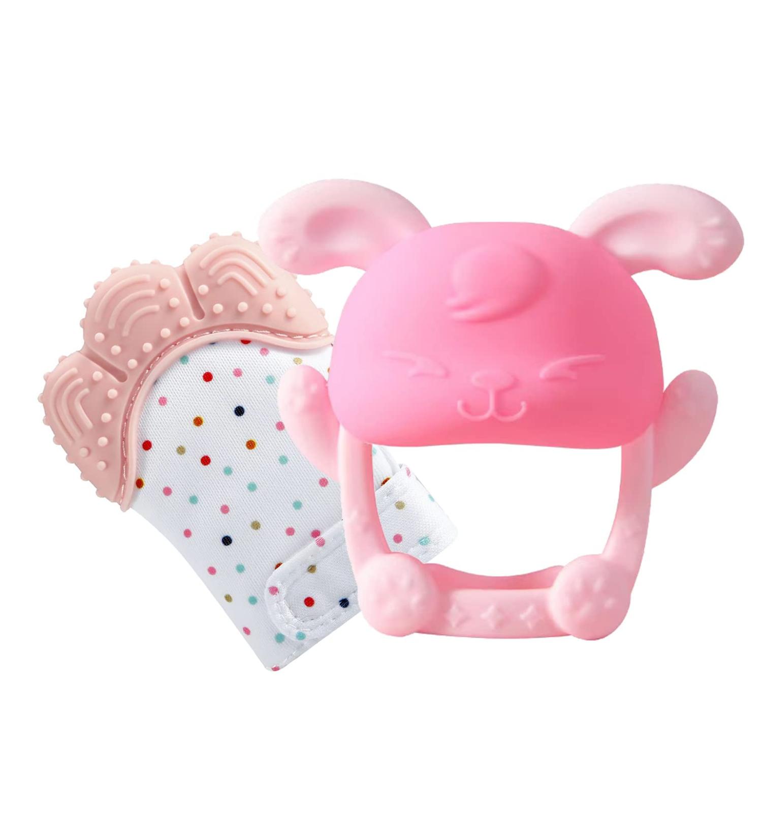 PandaEar Baby Teether and Mitten 2 Pack - Chew Toys for Pain Relief and Breastfeeding Babies 0-12 Months - Buy Online on GoSupps.com