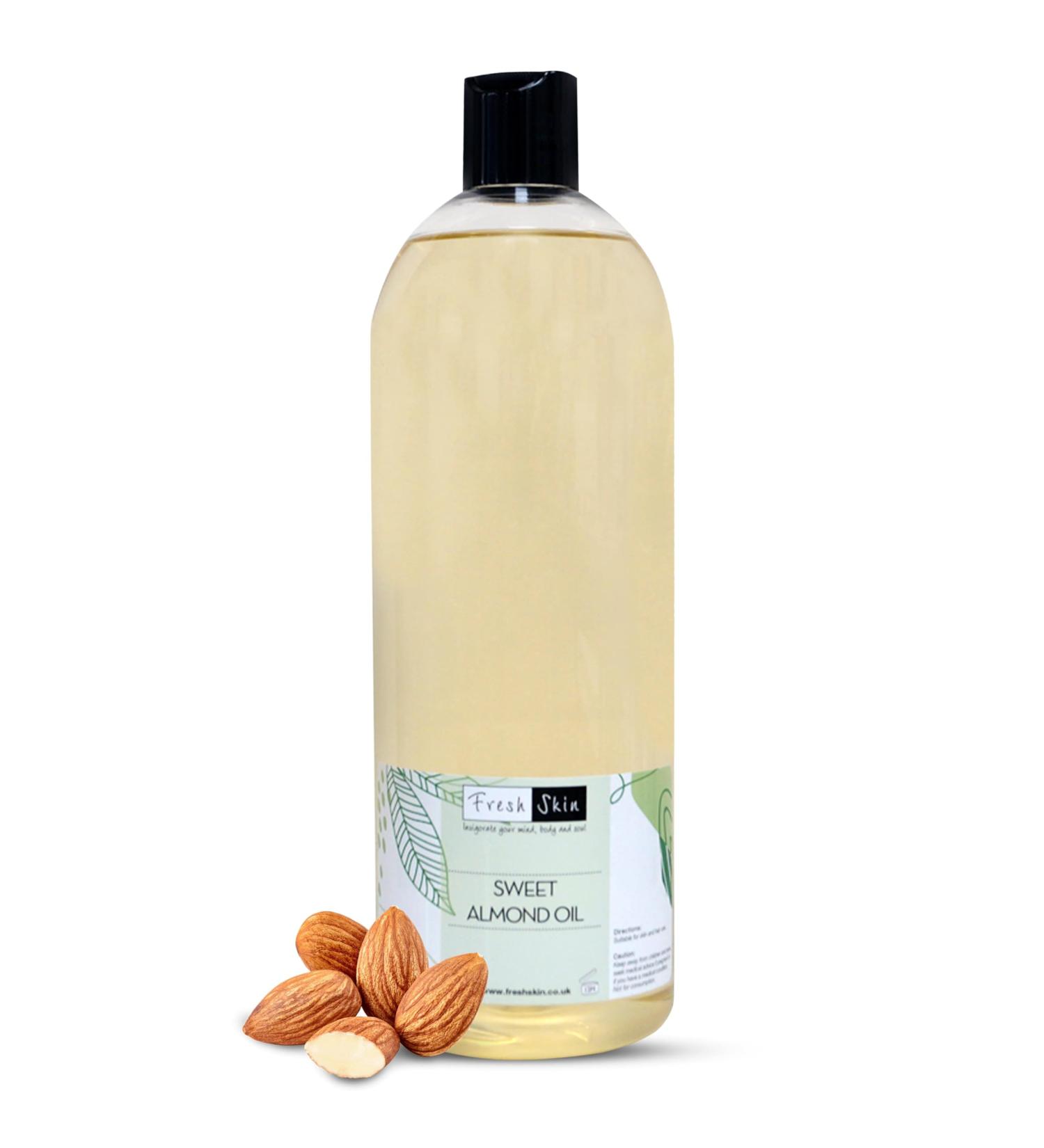 Sweet Almond Oil 1 Litre - Natural, Cruelty-Free, Vegan, No GMO | Freshskin Beauty LTD - Buy Online on GoSupps.com