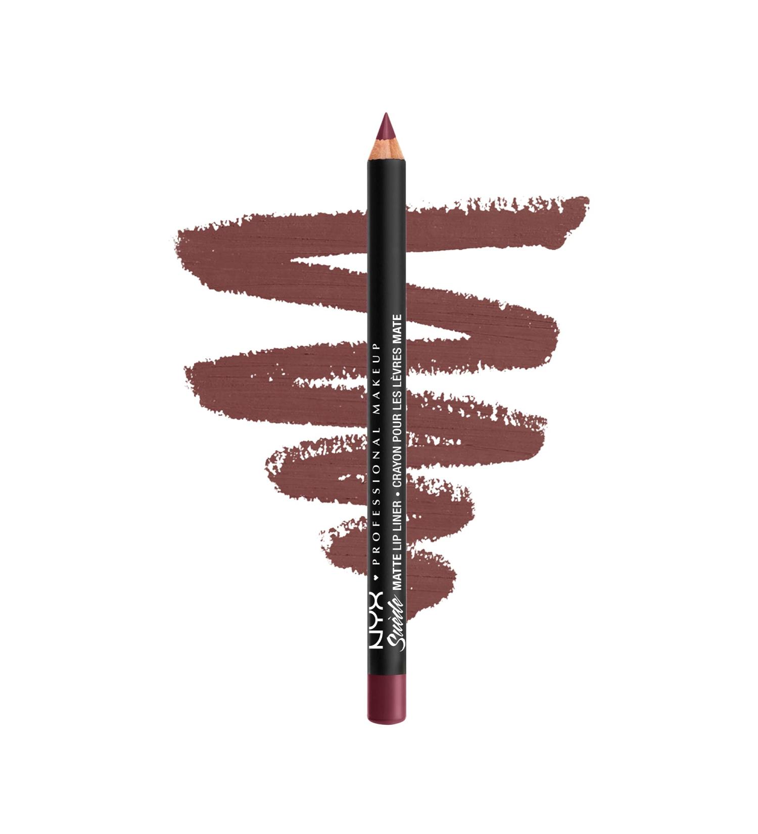 NYX Suede Matte Lip Liner in Copenhagen - Vegan Formula | Rich Plum Shade | 1 Count - Buy Online on GoSupps.com