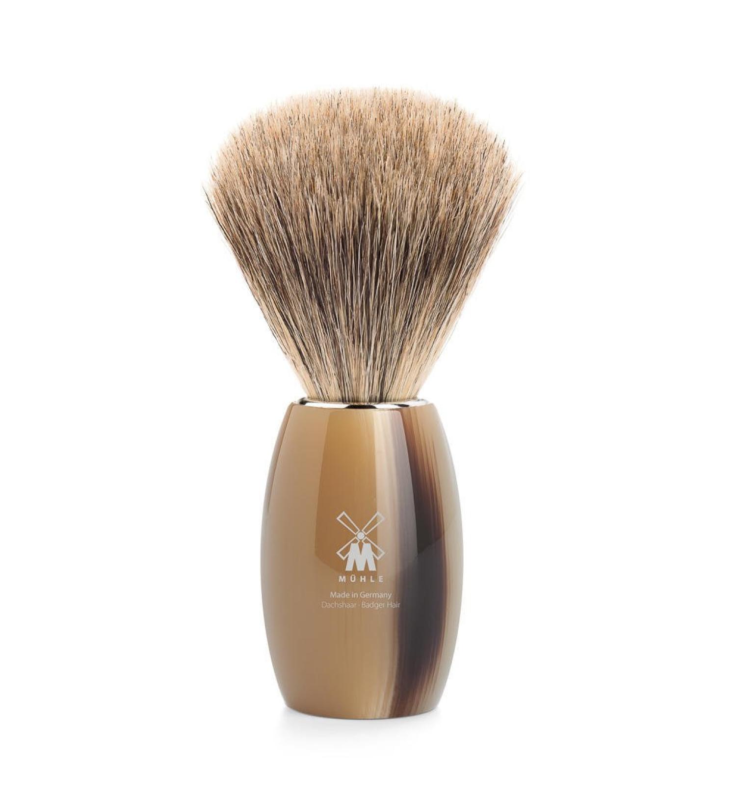 M hle MODERN - Shaving brush from M HLE fine badger hair handle material precious resin horn brown 281 K 852