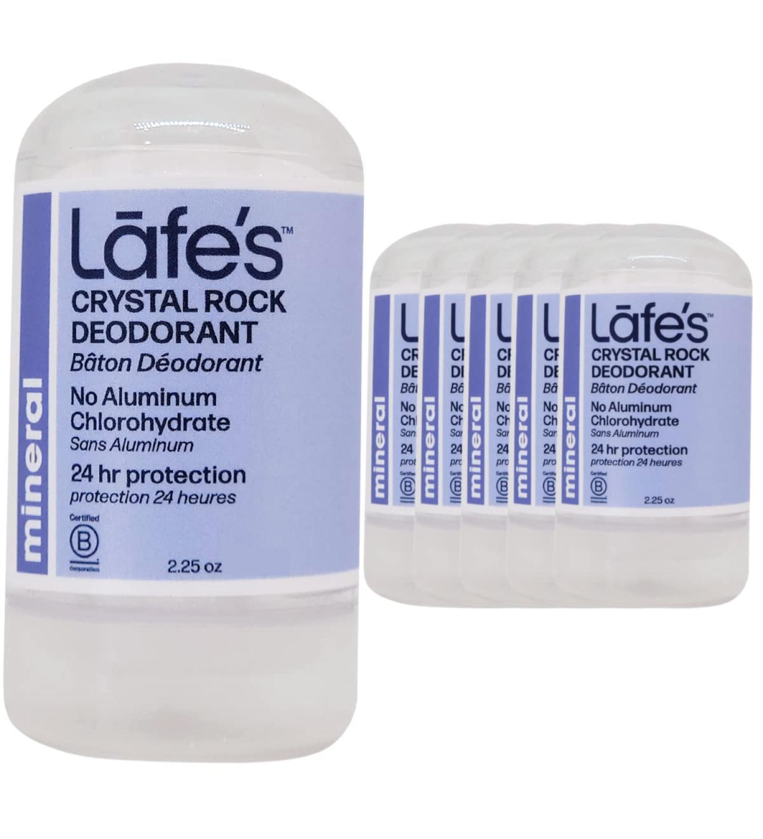Lafe's Natural Deodorant - Unscented Crystal Mineral Rock - 2.25 oz - 6 Pack | Buy Internationally - Buy Online on GoSupps.com