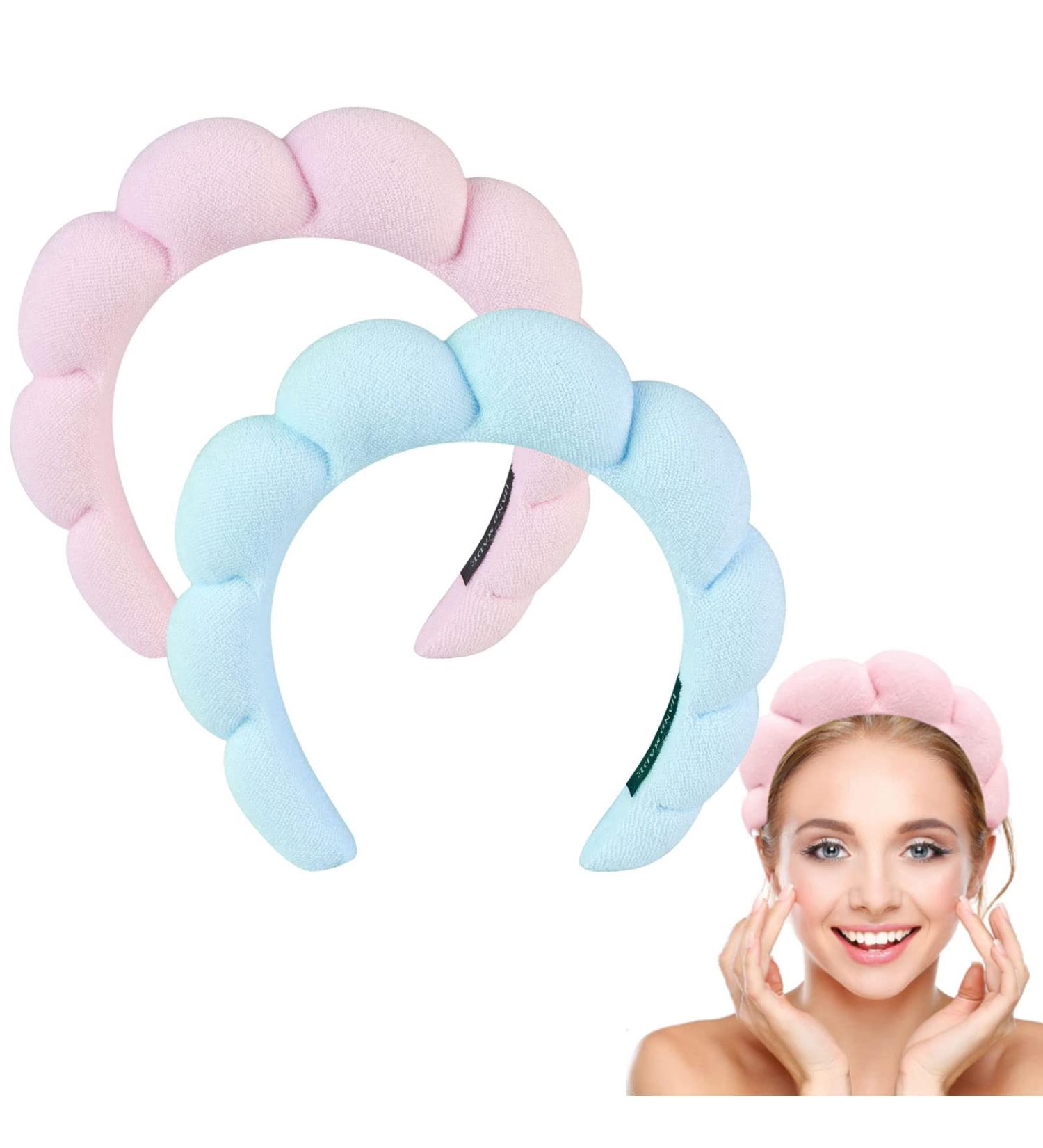 TAOTOP 2 Pack Spa Headband for Women - Cute Hair Band for Shower & Makeup - Terry Cloth Headband for Skin Care - Pink & Blue Set - Buy Online on GoSupps.com