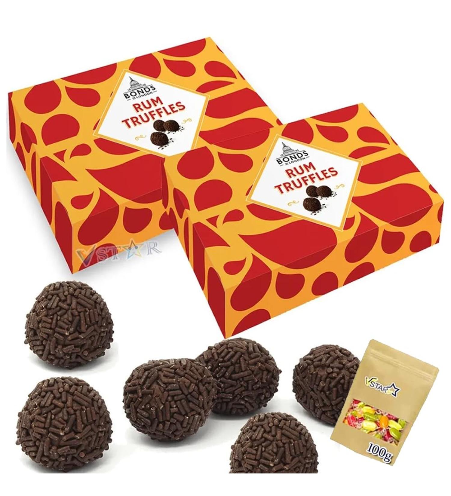 Rum Truffles Chocolate Box 150g - Pack of 2 -With Mixed Boiled Sweets Bag 100g - Buy Online on GoSupps.com