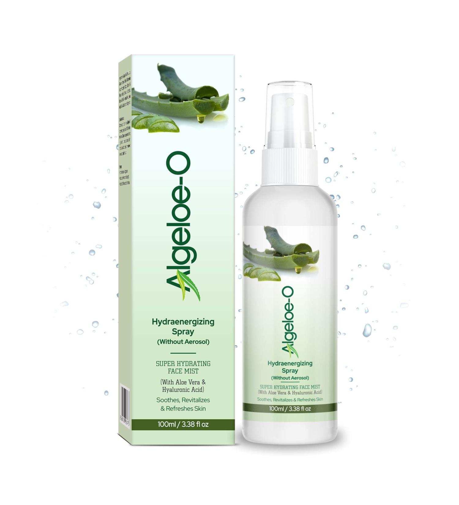 ALGELOE-O Hydraenergizing Super Hydrating Face Mist Spray with Aloe vera & Hyaluronic acid for Instant Skin Moisturization Revitalizes & Refreshes Normal Oily Dry & Sensitive skin- 100 ml - Buy Online on GoSupps.com
