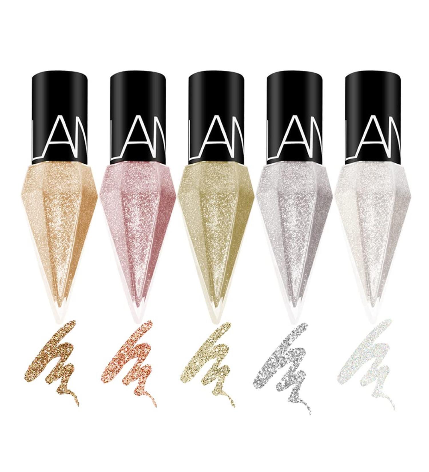 Bagima Glitter Fluid Eyeliner Set | 5-Piece Waterproof Diamond Glossy Eyeshadow | High Pigmented Shimmering & Smudge-Proof Makeup - Buy Online on GoSupps.com