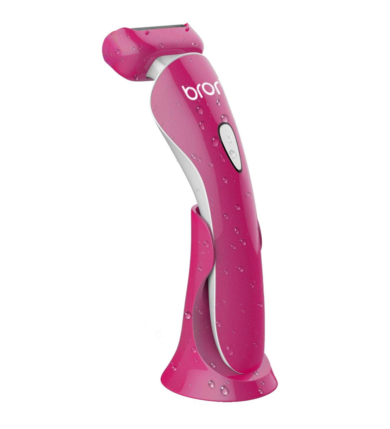 Brori Electric Razor for Women | Rechargeable Bikini Trimmer & Body Hair Removal - Painless WetDry Shaver with LED Light - Purplish Red - Buy Online on GoSupps.com