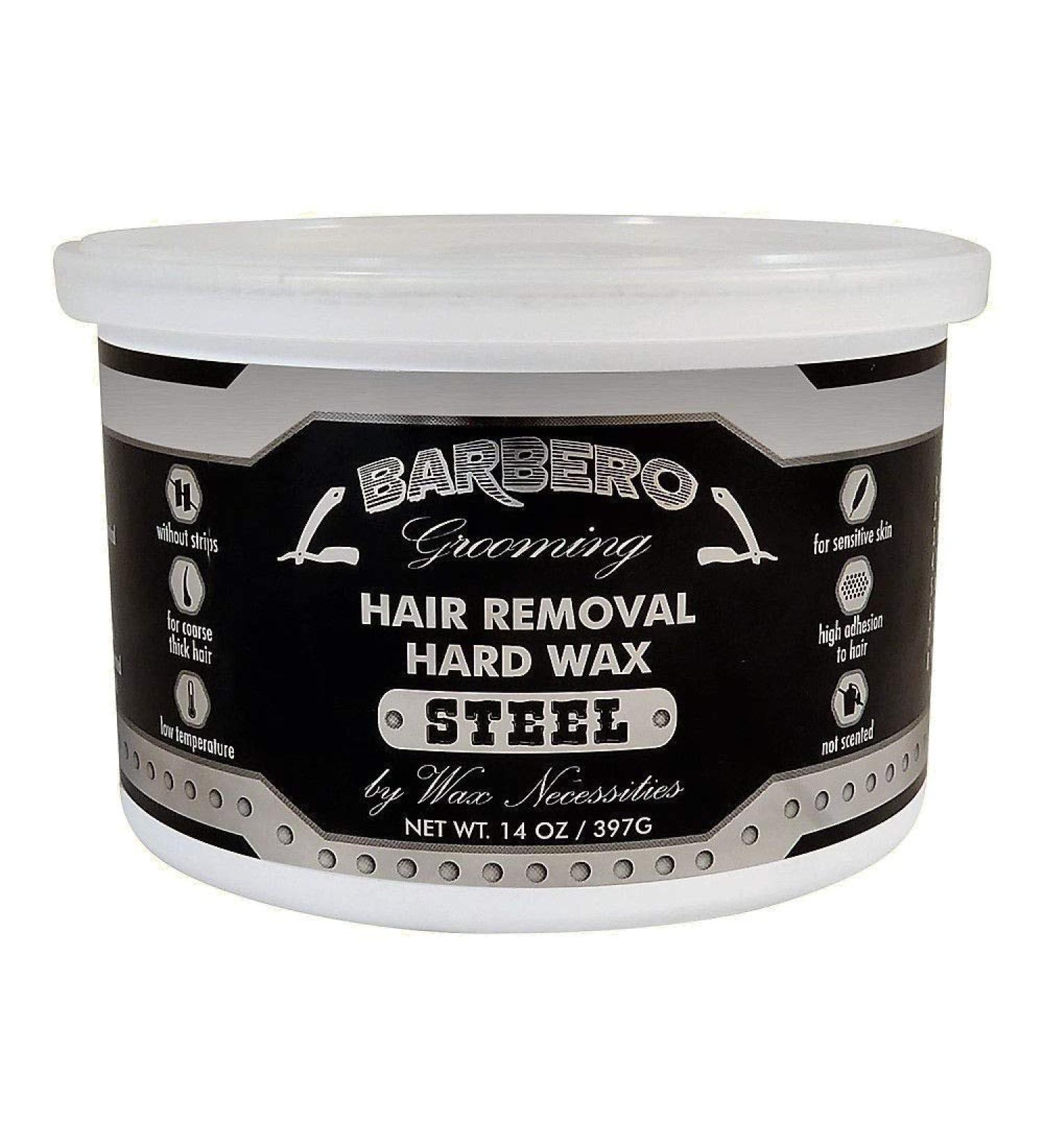 Wax Necessities Barbero Grooming Hard Wax Steel for Men 14oz - Gentle Hair Removal - Buy Online on GoSupps.com
