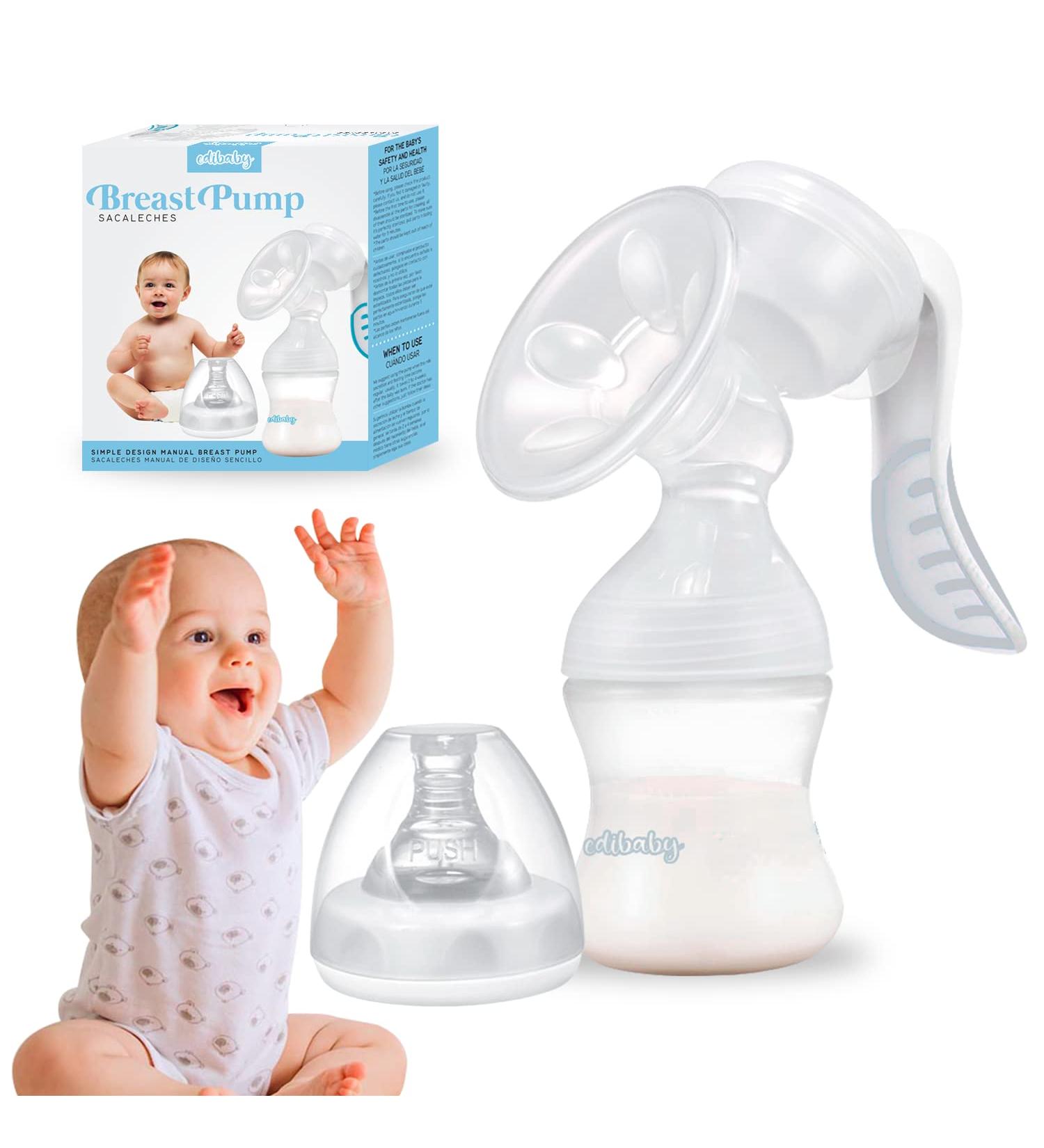 Edibaby Manual Breast Pump - 130 ml Ergonomic BPA-Free Soft & Comfortable Breast Pump Collector for Moms - Buy Online on GoSupps.com