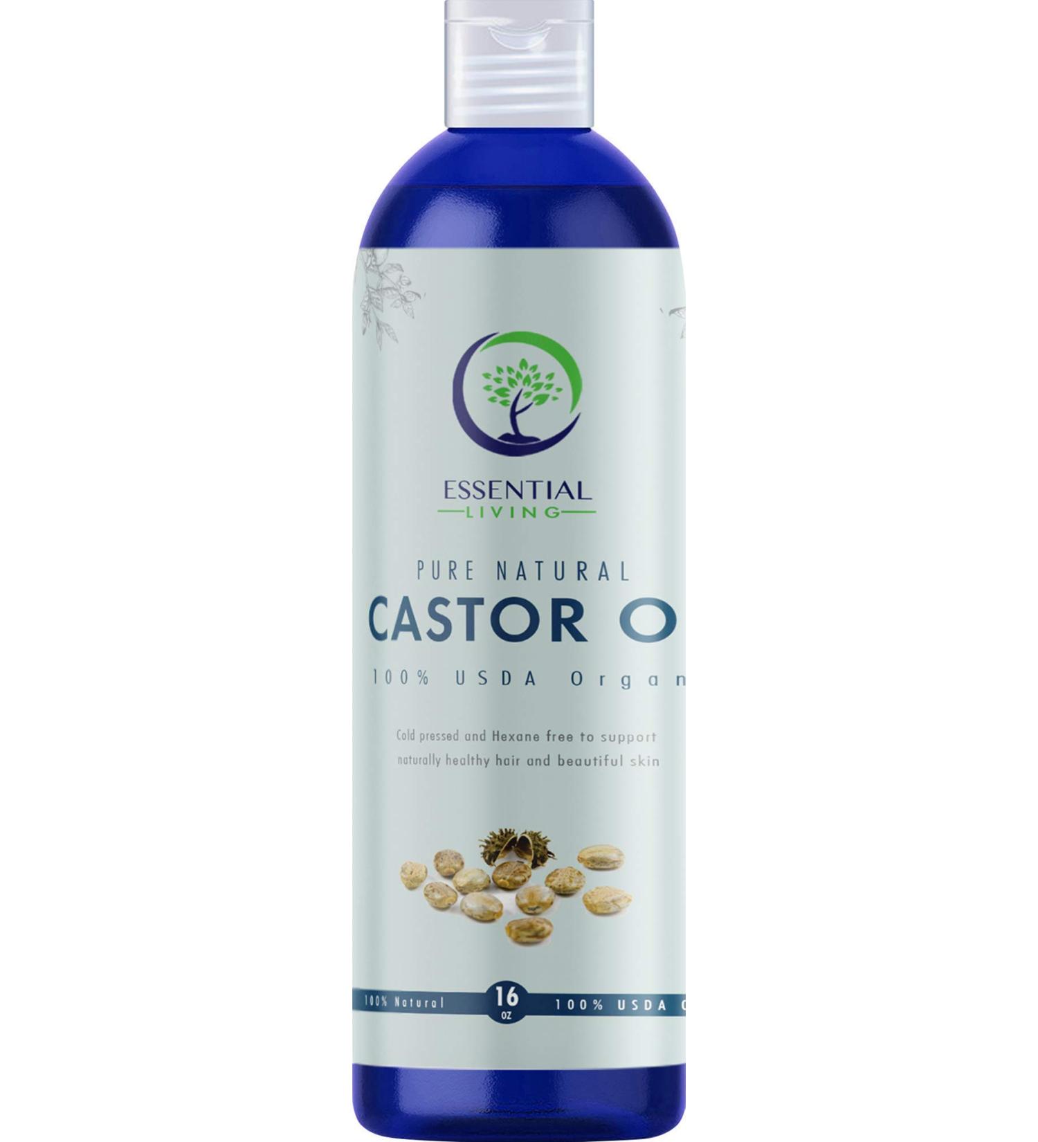 Organic Castor Oil 16 oz - Skin Care, Eyelash, Beard & Hair Growth - Vitamin E & Omega Fatty Acids - Unrefined, Cold Pressed - Made in USA - Buy Online on GoSupps.com