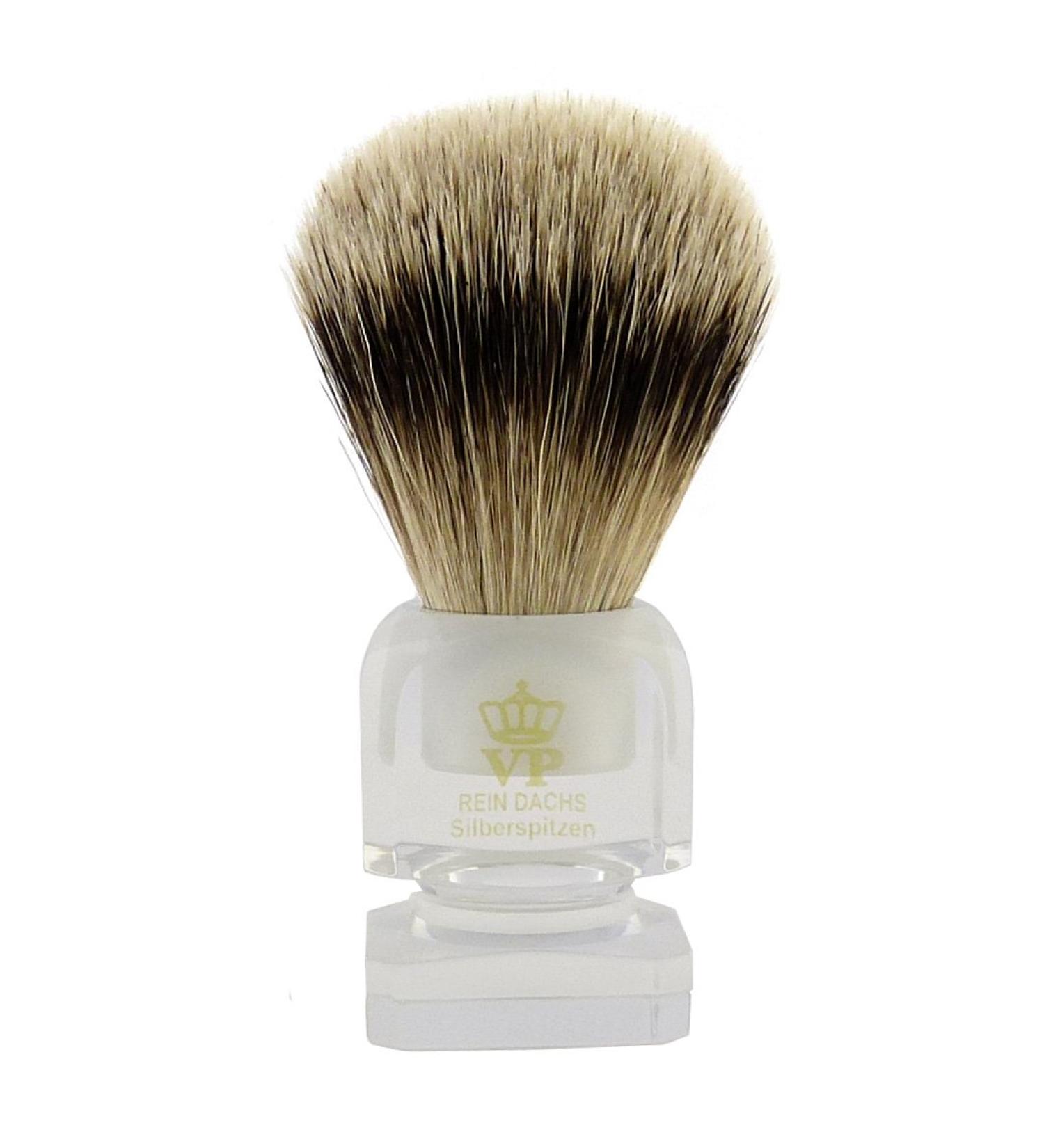 Royal VP Premium shaving brush in finest quality with silvertip badger - transparent plexiglass handle