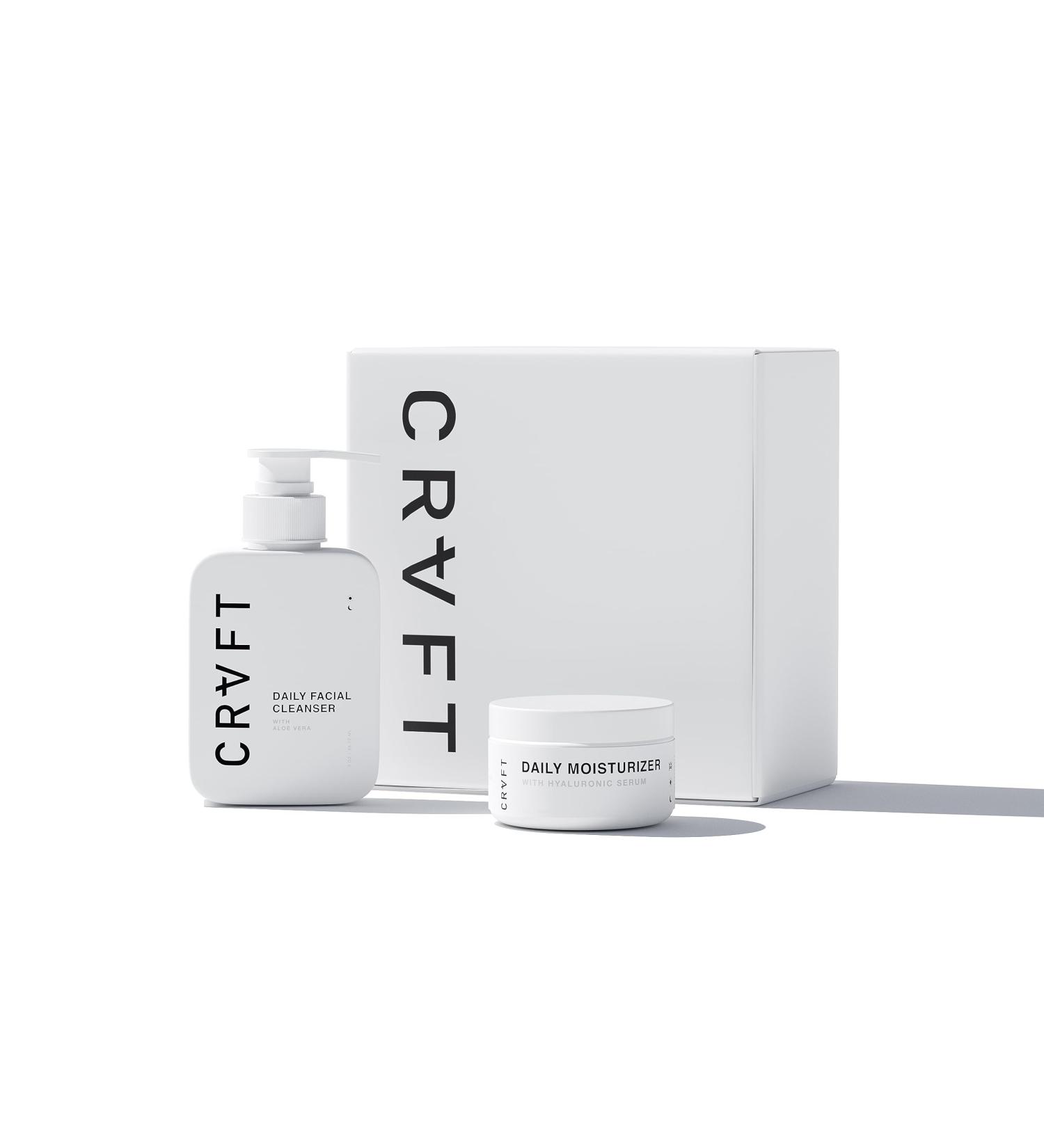 CRVFT 2-Step Men's Facial Care Kit | Aloe Vera Face Wash & Hyaluronic Moisturizer | Complete Daily Routine for Healthy Skin | International Shipping Available - Buy Online on GoSupps.com
