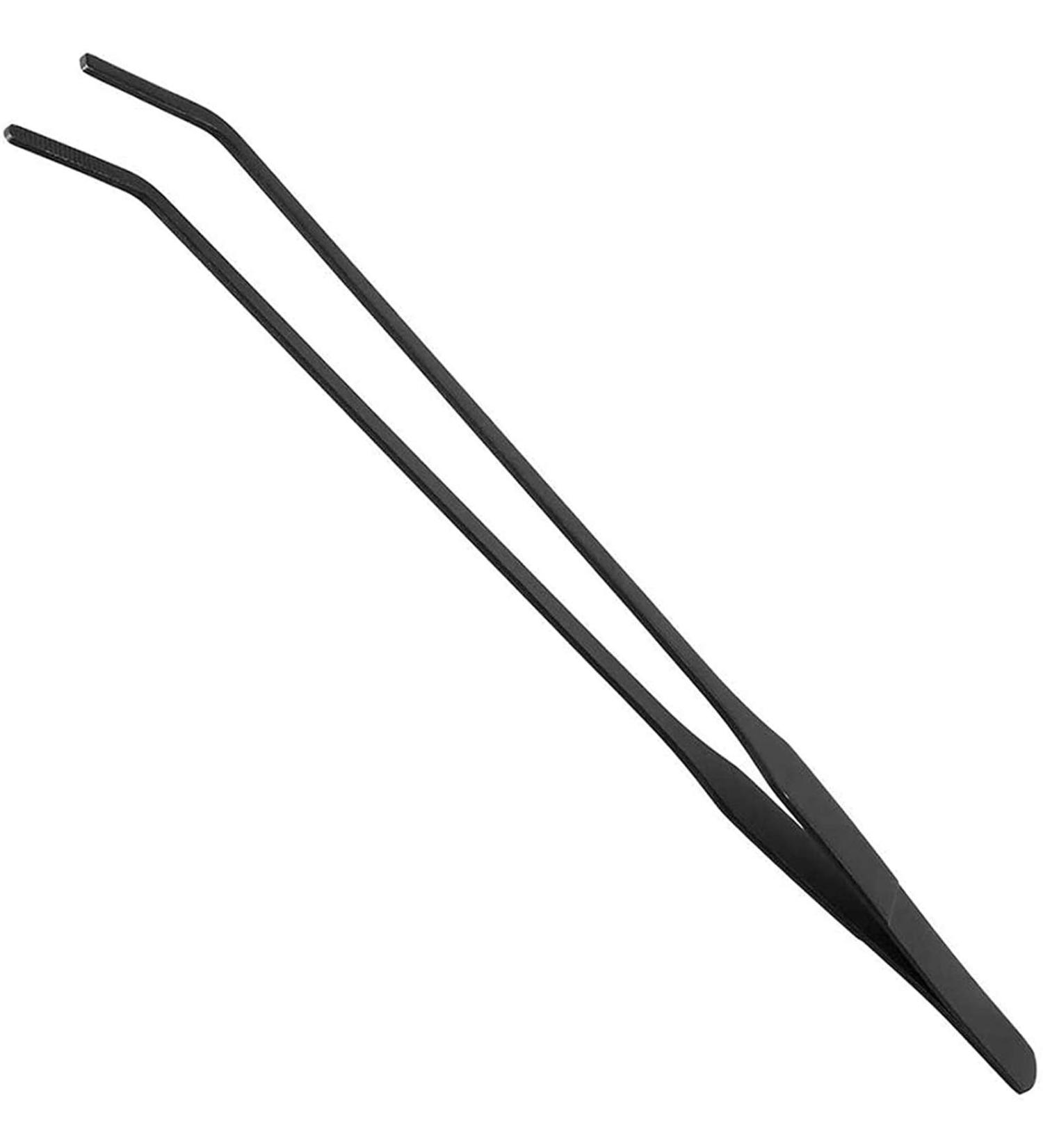 EvaGO 10.6 inch Black Curved Aquarium Tweezers Stainless Steel Curved Tweezer with Carbonation Protection Coating Against Rust Long Reptiles Feeding Tongs for Aquatic Plants Lizards Spider Snakes - Buy Online on GoSupps.com