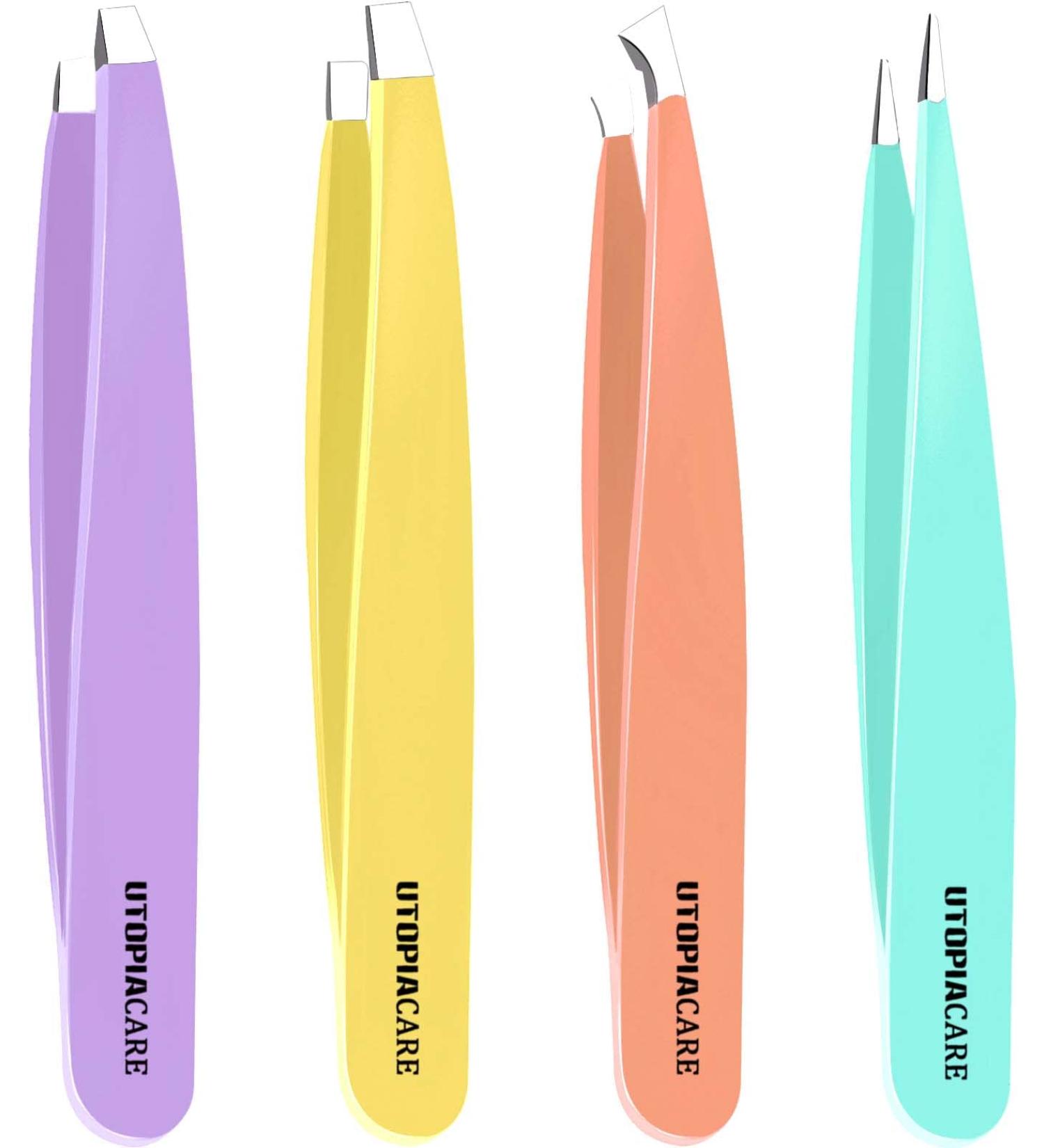 Utopia Care 4-Piece Stainless Steel Tweezers Set for Ingrown Hair, Splinter & Blackhead Removal - Buy Online on GoSupps.com