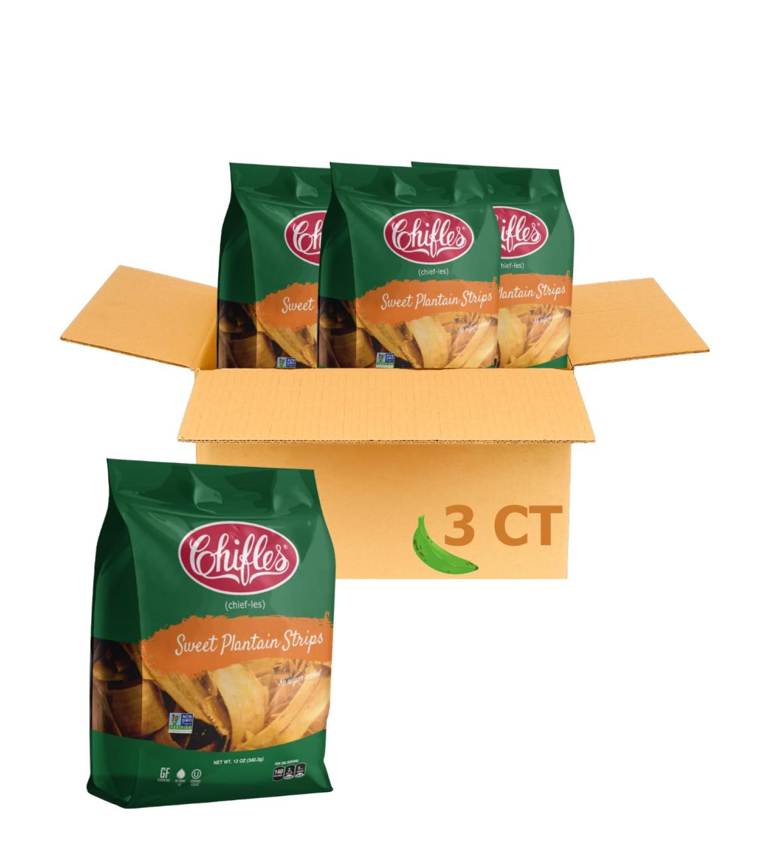 Chifles Maduritos Sweet Plantain Strips - 3 Bags (12 oz Each) | Vegan Gluten-Free No Sugar Added Kosher Snacks | Deliciously Crunchy & Naturally Sweet - Buy Online on GoSupps.com