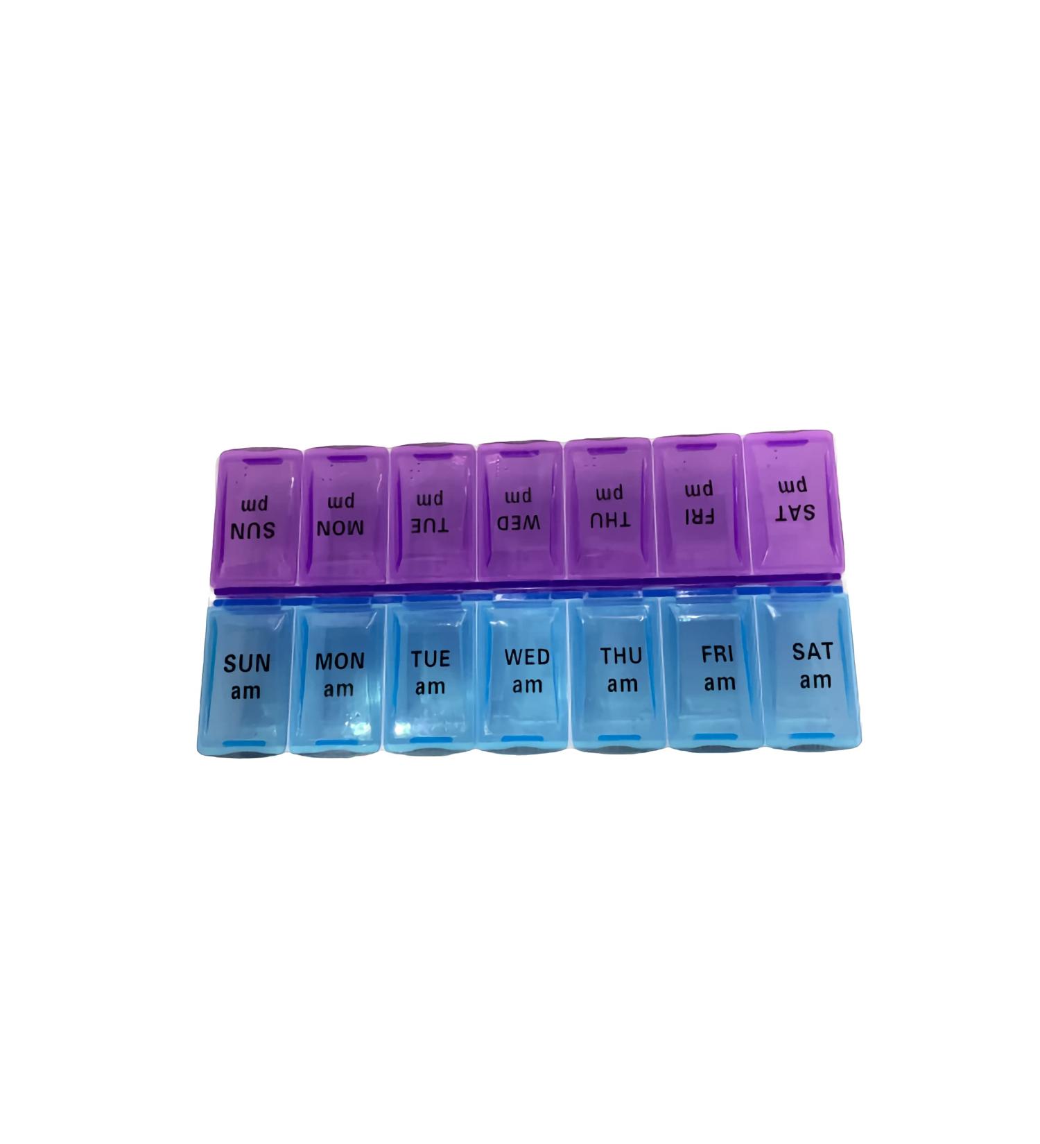 Weekly Pill Organizer | 14 Compartments Medicine Box | 7 Day Pillbox for Vitamins Fish Oil Supplements | Arthritis Friendly - Buy Online on GoSupps.com