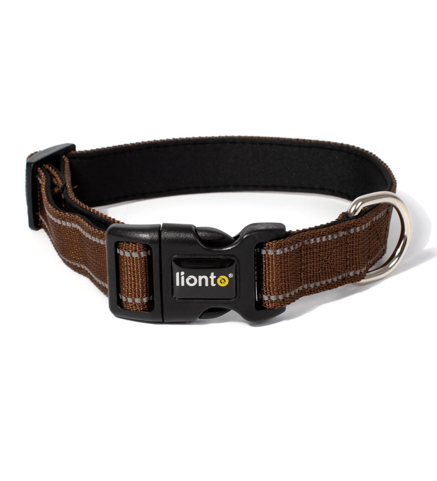 Shop Lonto XL Dog Collar - Durable Nylon Soft Padded 360 Reflective Click Closure - Brown | International Shipping Available - Buy Online on GoSupps.com
