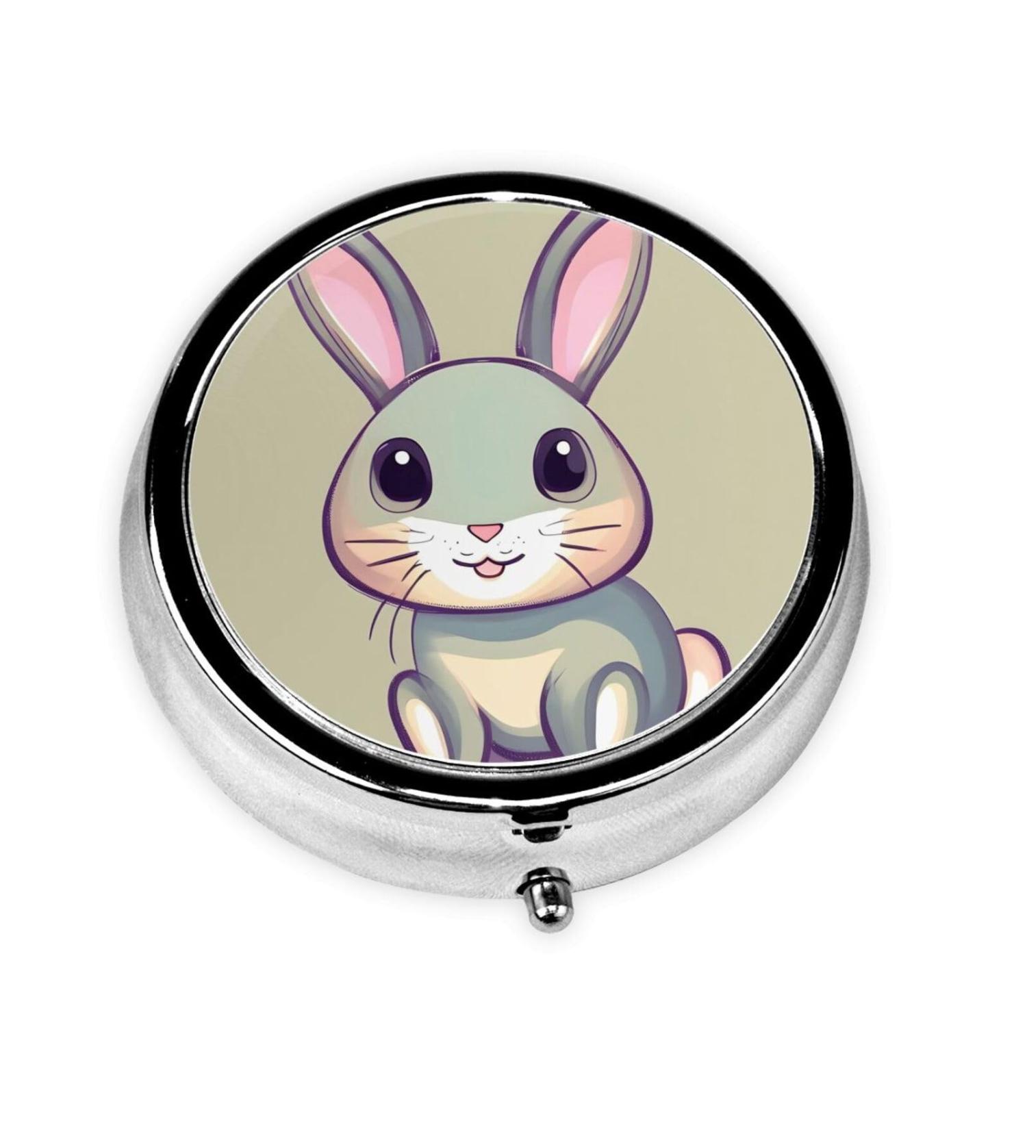 Buy Cute Little Bunny Round Pill Box - 3 Compartment Portable Organizer for Travel - Ideal Gift for Bunny Lovers - Buy Online on GoSupps.com