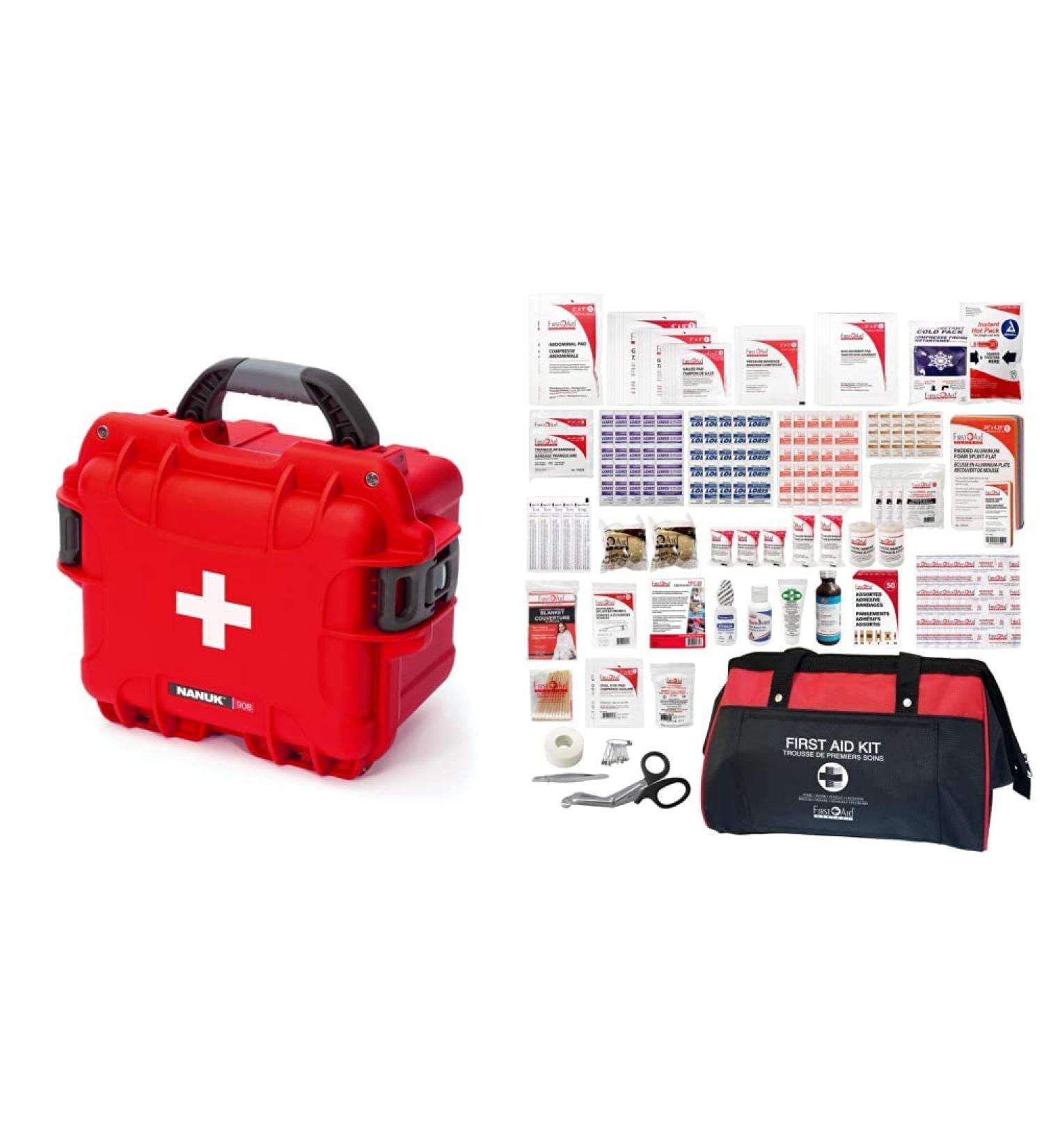 Nanuk 908 Waterproof Case + First Aid Central Deluxe Emergency First Aid Kit (258 Pieces) - Buy Online on GoSupps.com