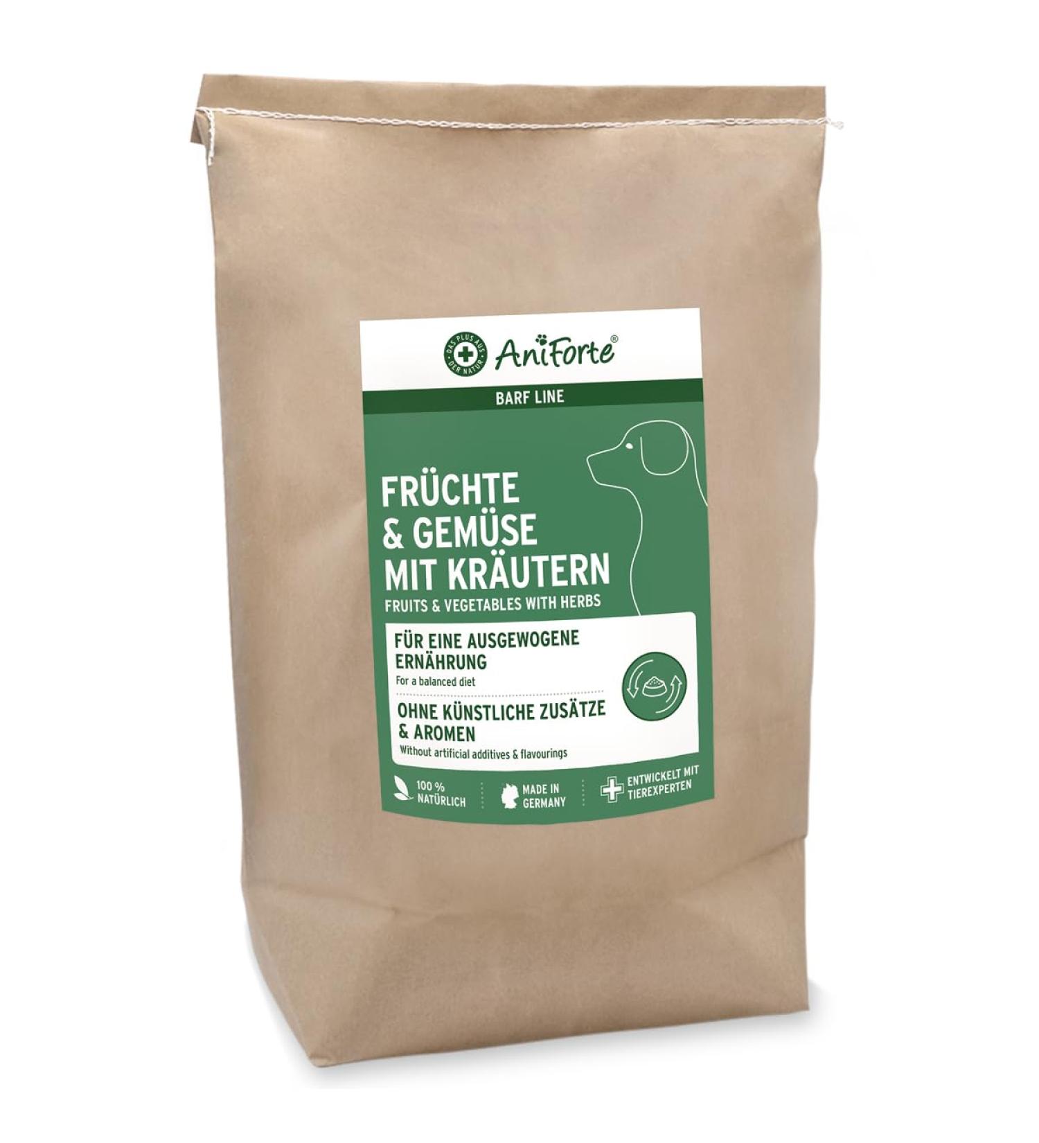 AniForte Barf Additive for Dogs Fruits and Vegetables with Herbs 5 kg Natural Product Gluten-Free Barf Food Supplement Flakes without Artificial Additives 100% Natural Supplement - Buy Online on GoSupps.com