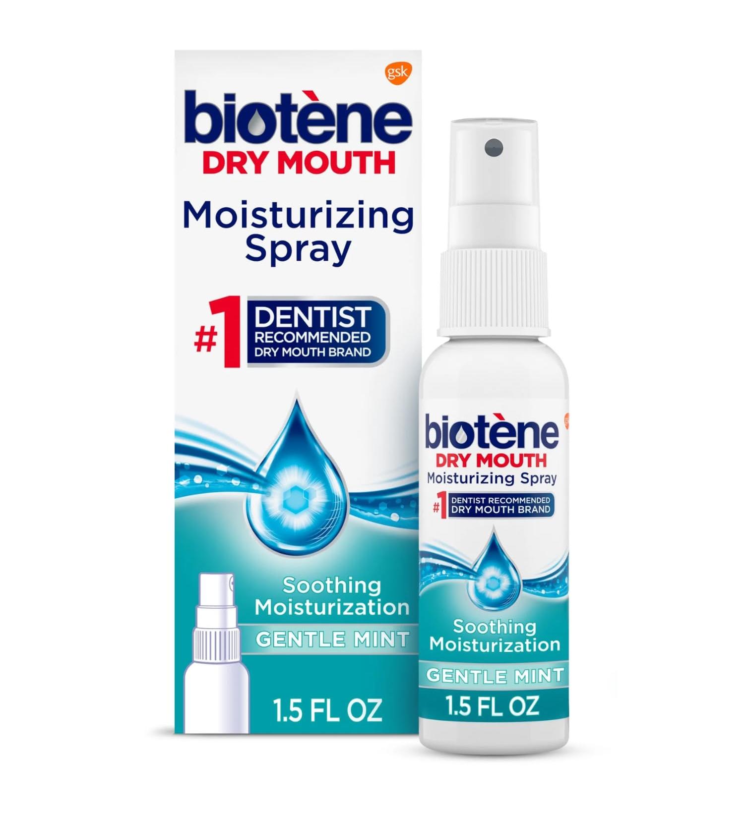 SCHMIDT EMPIRE Biotene Moisturizing Dry Mouth Spray - Gentle Mint for Dry Mouth & Bad Breath - 1.5 fl oz - International Shipping Available - Buy Online on GoSupps.com