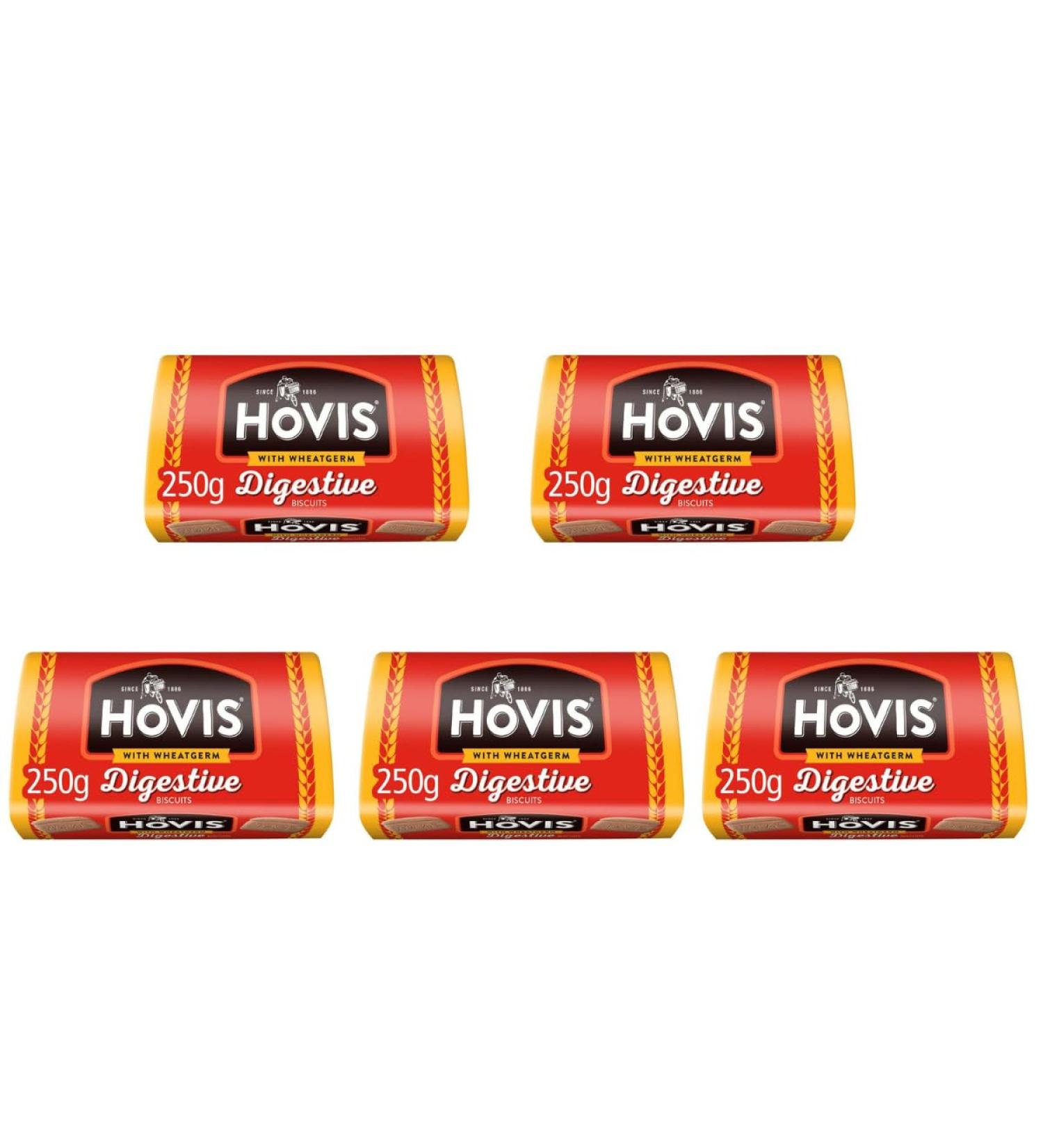 Jacob's Hovis Digestives Biscuits 5X250G Pack | Wheatmeal Biscuits | Suitable for vegetarians | Typical number of biscuits per pack: 21 | 105 biscuits - Buy Online on GoSupps.com
