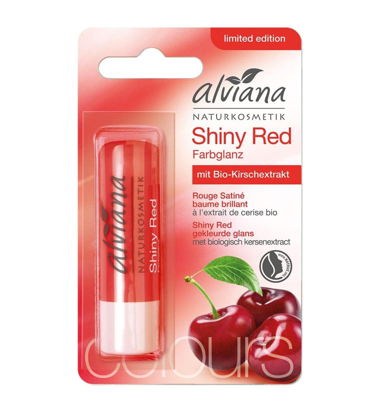 Shiny Red Glossy Balm With Organic Cherry Extract 4.5g Alviana
