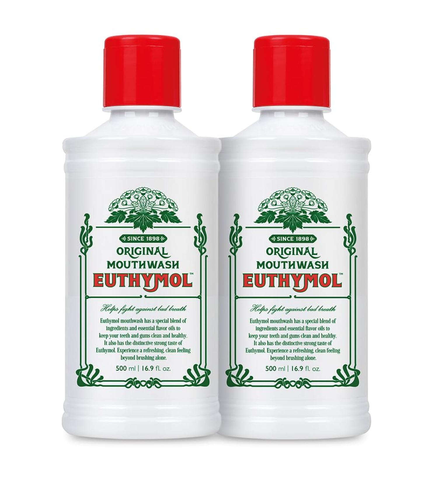 Euthymol Bain de Bouche Original 500ml x 2 Sans Fluor Go t Intense R duit la Plaque Dents et Gencives Saines Rafra chit l Haleine Soin Buccal Quotidien - Buy Online on GoSupps.com