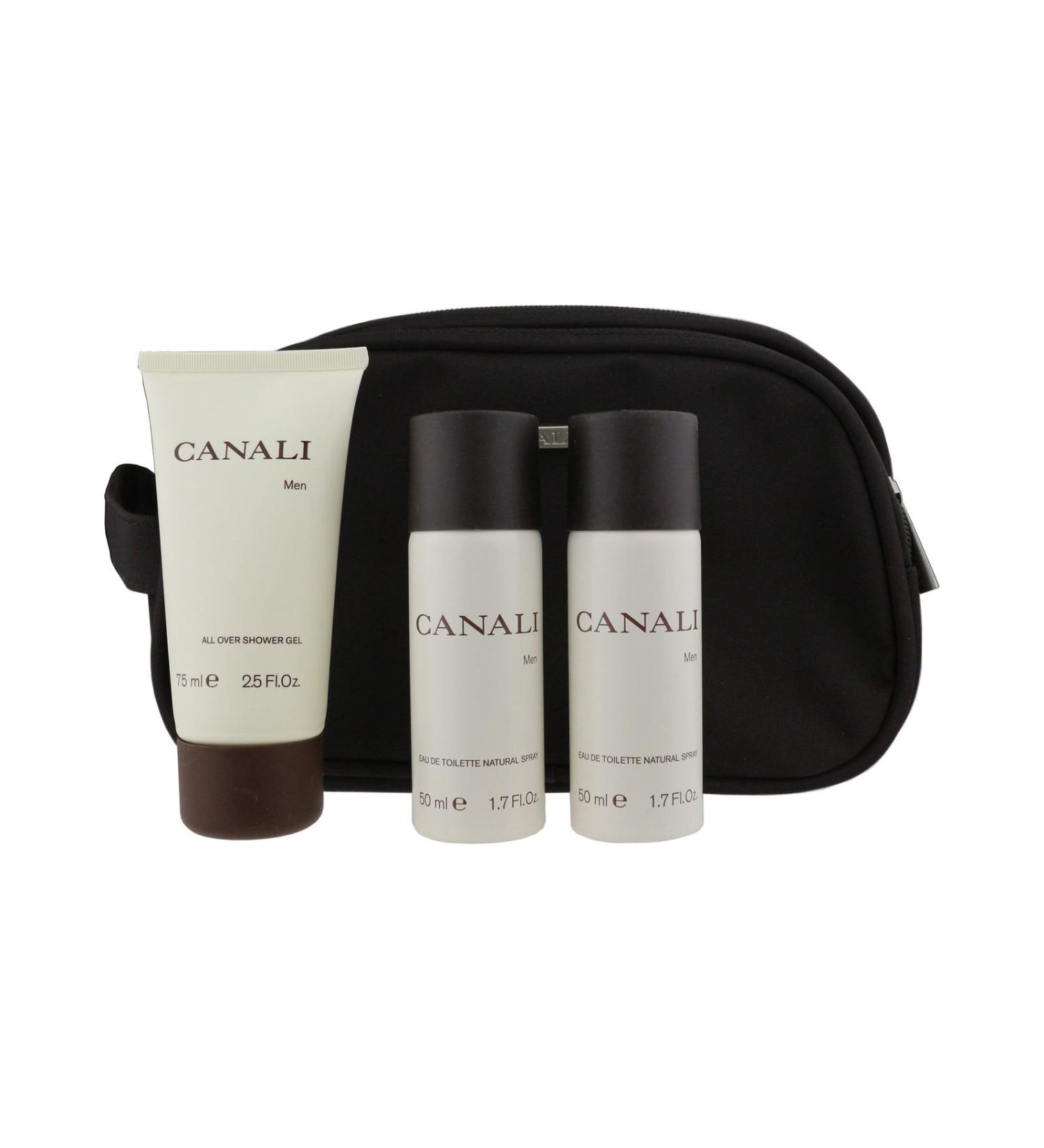 Canali for Men Gift Set - 3.4 oz EDT Spray + 2.5 oz Shower Gel + Deluxe Pouch