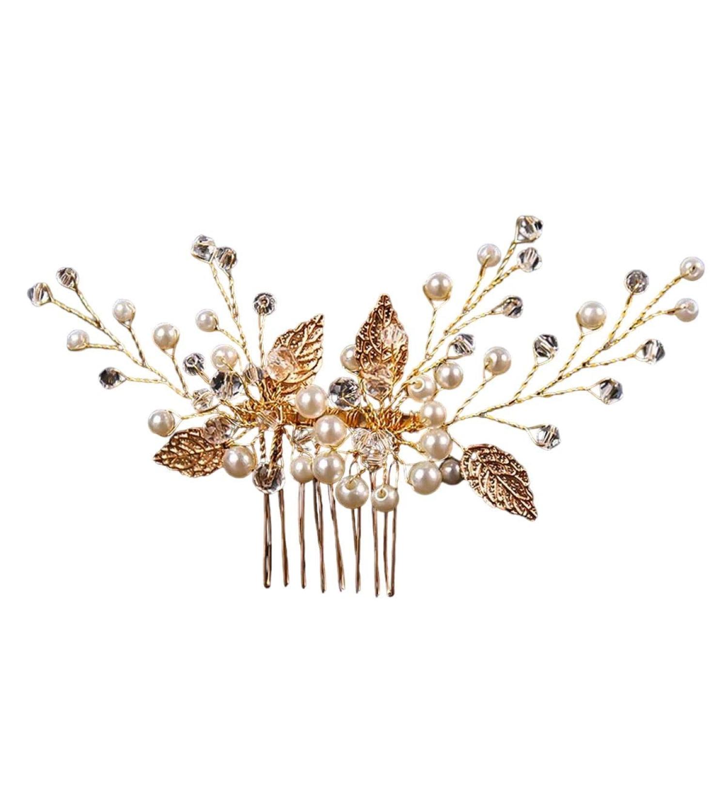New 2025 Wedding Hair Accessories Flower Hair Clips Hairpin Crystal Headdress For Women Faux Pearl Barrettes Hair Combs Hair Decor Jewelry Fashion Accessories Creative Gift - Buy Online on GoSupps.com