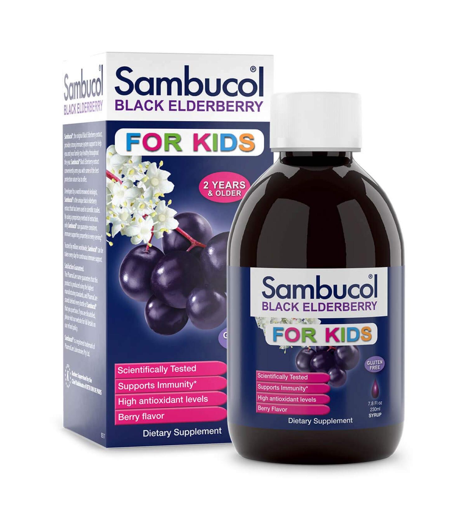 Sambucol Black Elderberry Syrup for Kids - Berry Flavor 7.8 fl oz (230 ml) | Immune Support - Buy Online on GoSupps.com