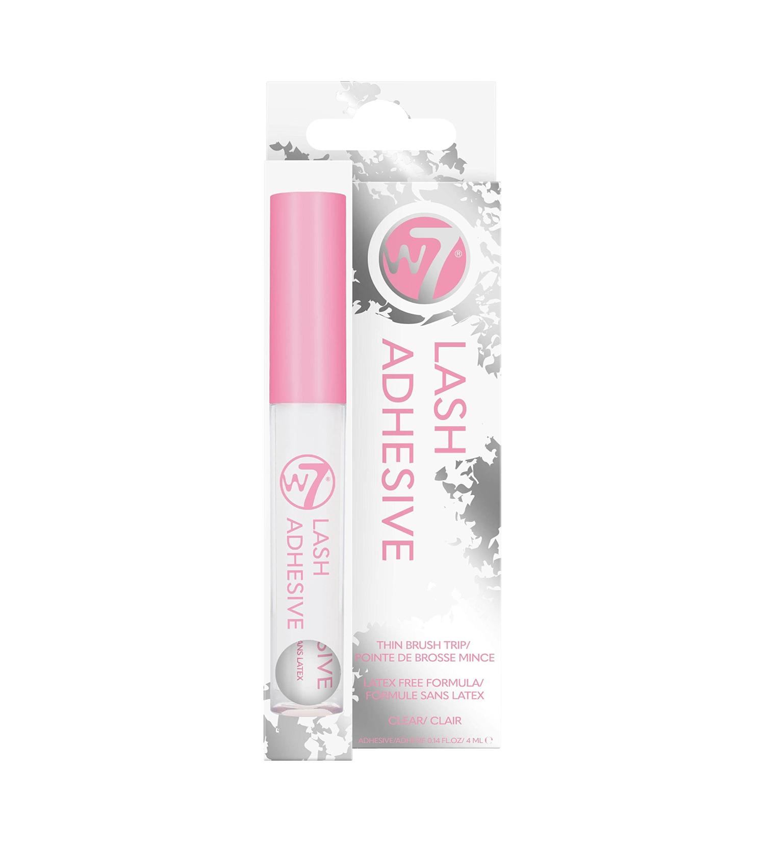 W7 Clear Lash Adhesive - Extra Fine Brush Tip Applicator - Strong Fast Drying False Eyelash Glue