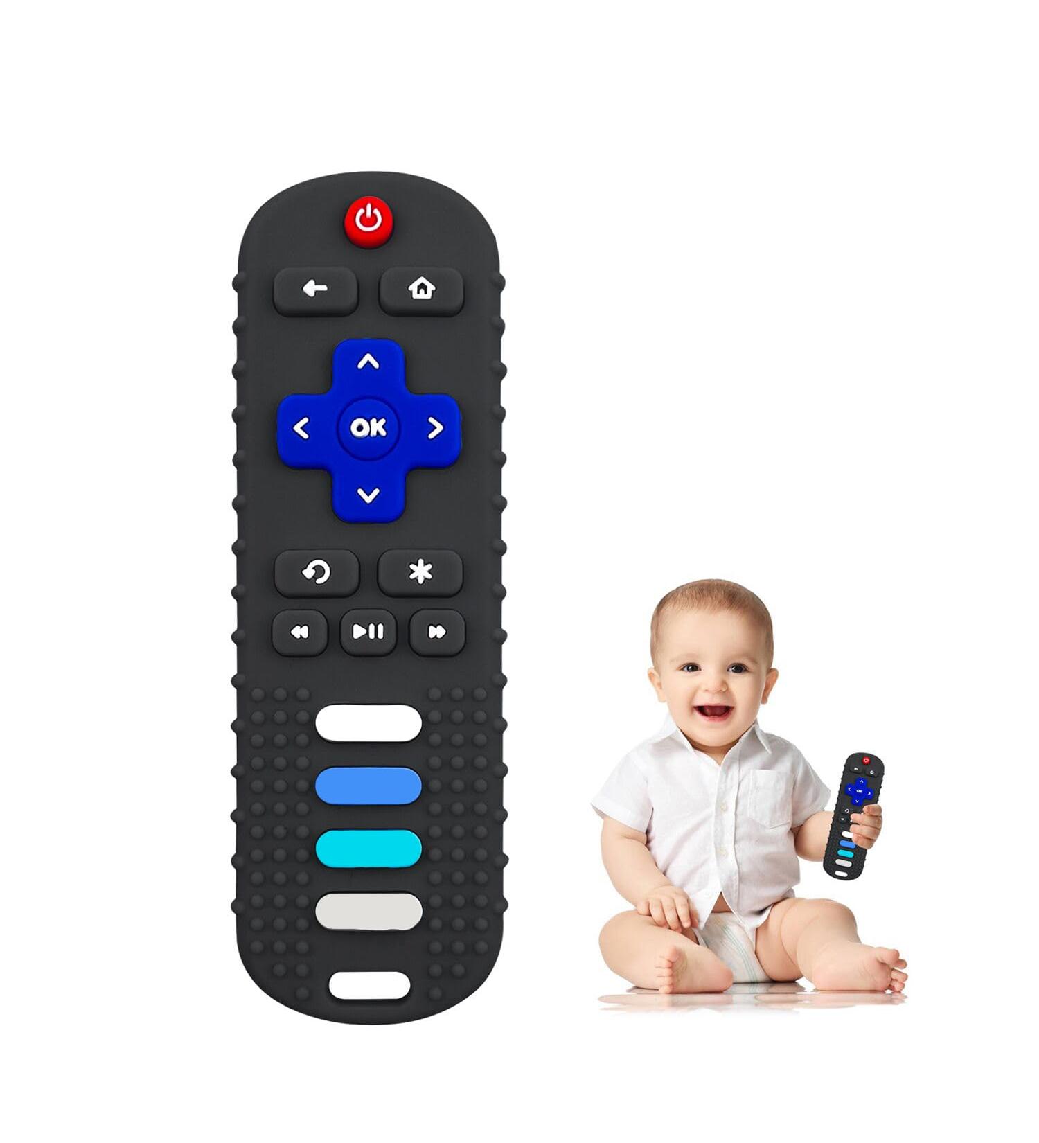 ROBBEAR Baby Teething Toy - Food Grade Silicone Teether for Babies 3-18 Months - TV Remote Shape Chew Toy - BPA Free (Black RC) - Buy Online on GoSupps.com