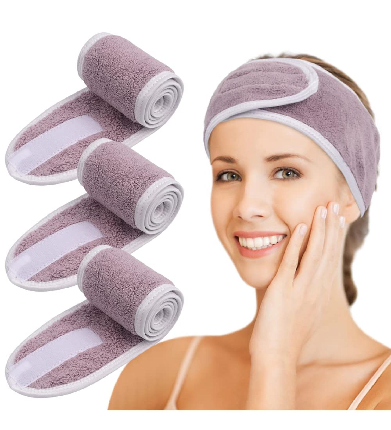 KinHwa 3 Pack Spa Facial Headband Makeup Hair Band Women Skincare Adjustable Microfibre Headband for Washing Face Sports Yoga Purple Purple 3 count (Pack of 1) - Buy Online on GoSupps.com