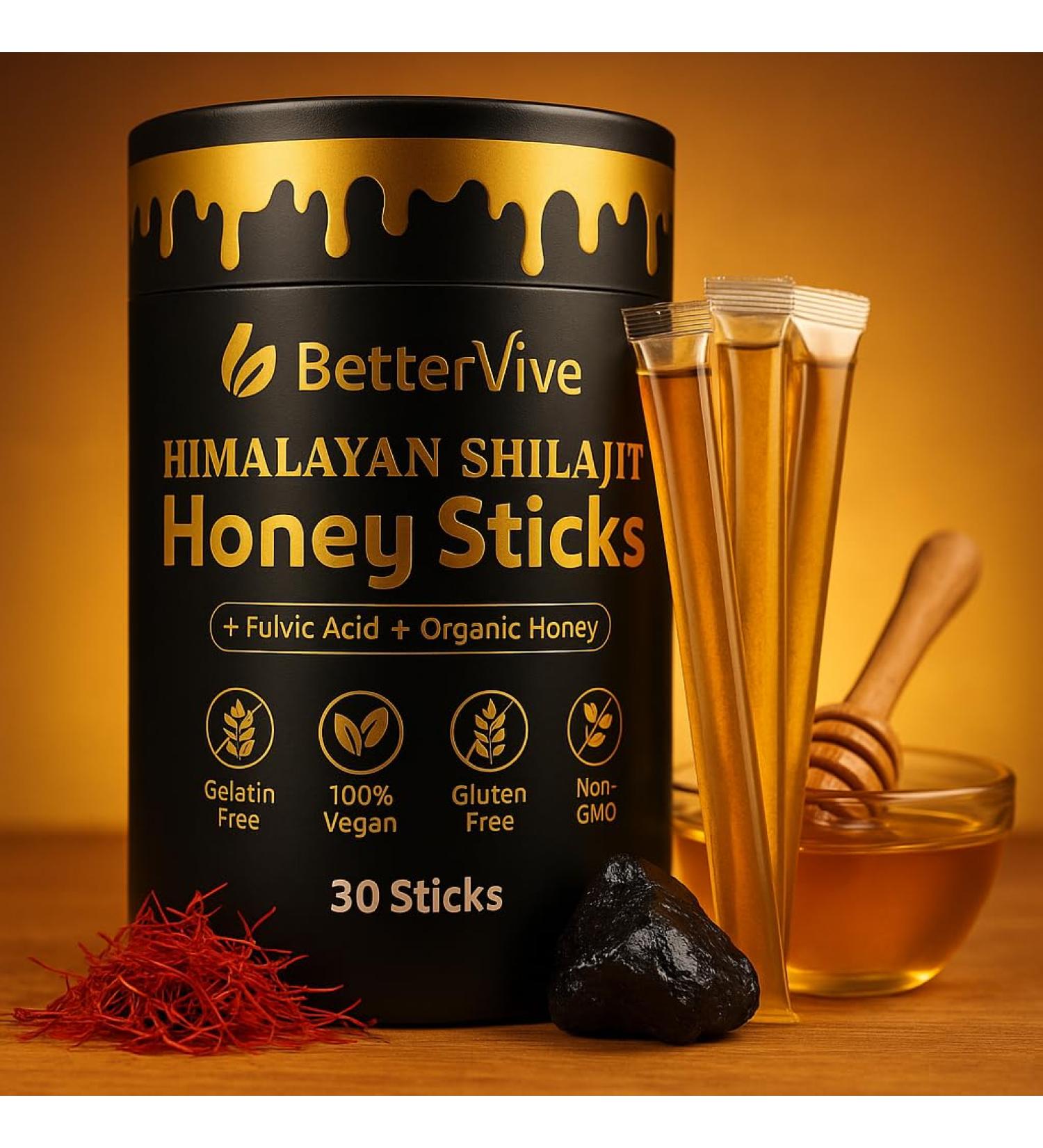 Premium Himalayan Shilajit Honey Sticks 30 Single-Use Packs | Raw Organic Honey + Top Himalayan Shilajit Resin | 85+ Trace Minerals & 70%+ Fulvic Acid for Energy Immunity Vitality (Pack of 5) - Buy Online on GoSupps.com