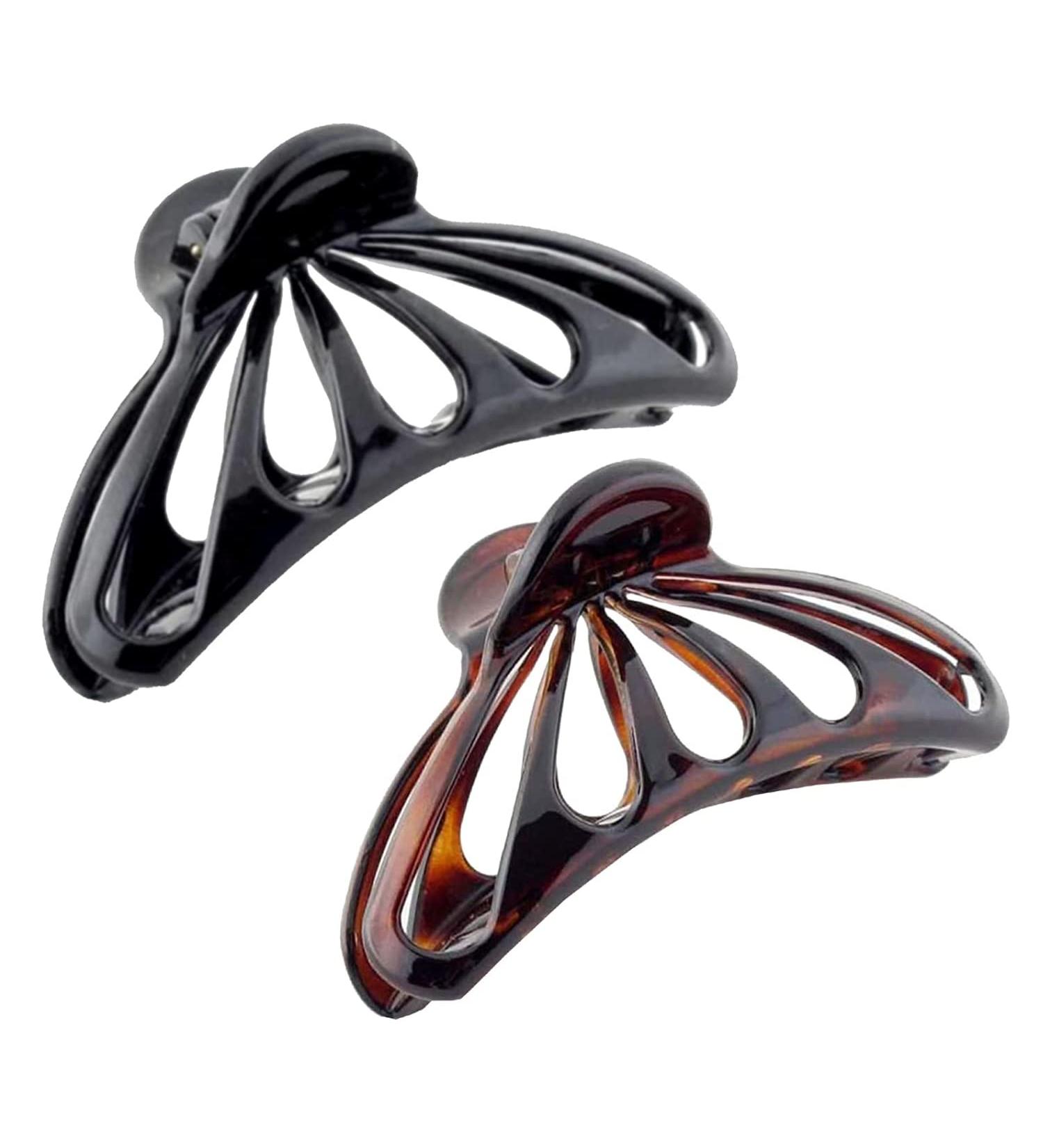 Parcelona French Raindrop Large Celluloid Claw Clips Set of 2 - Tortoise Shell-Black - Buy Online on GoSupps.com