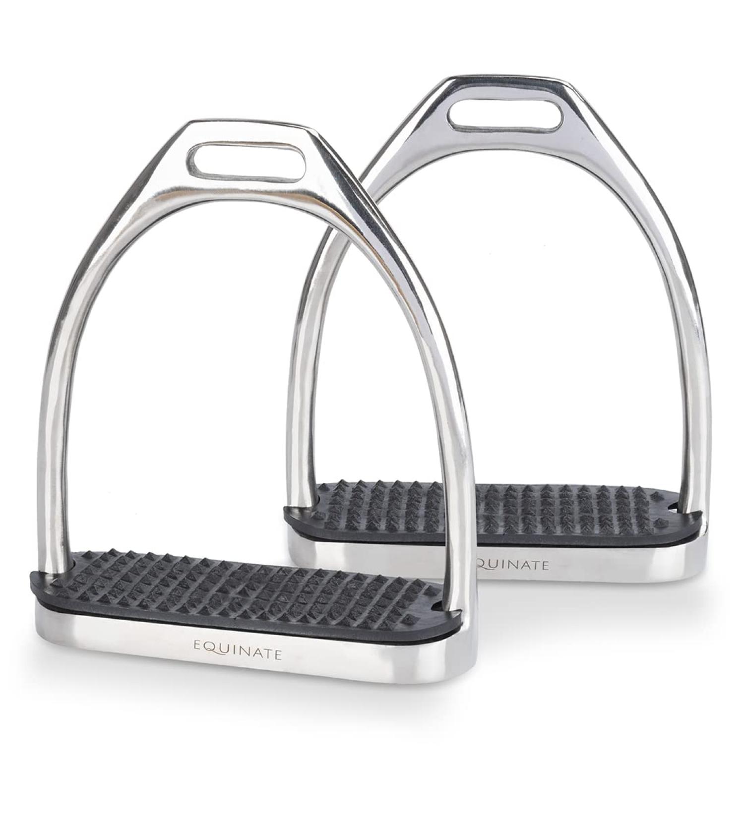 Equinate Stirrups Luna 10cm Stainless Steel | Anti-Slip Rubber Tread | Durable for Adults & Children | Set of 2 - Buy Internationally - Buy Online on GoSupps.com