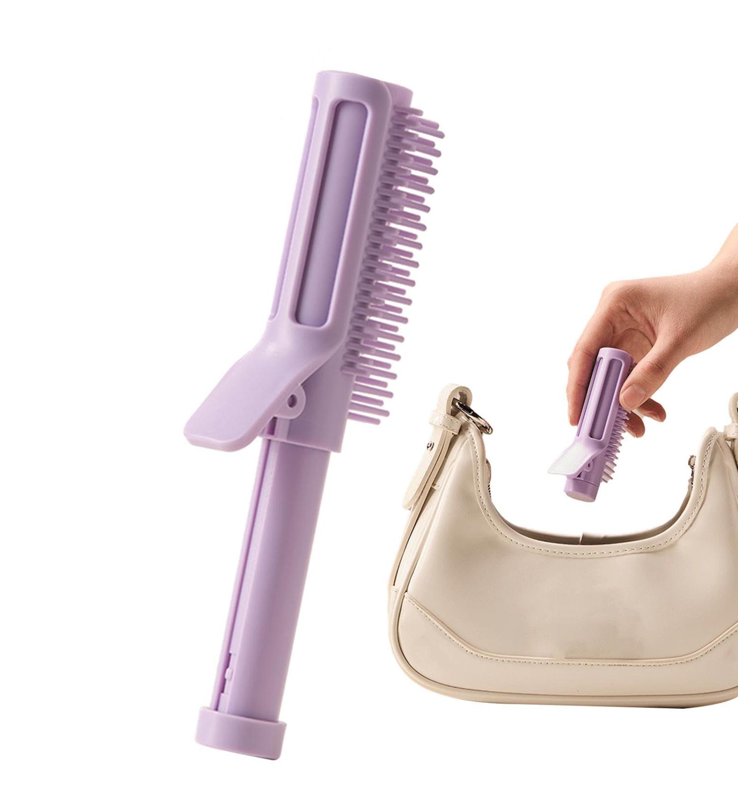 Quzente Volume Hair | Styling Hair Curling Tool | Curling Make Up Brush Roller Tool Curlers on Top of Head 2-in-1 Retractable Styling Comb Wavy Hair Products for Hair Salon Purple - Buy Online on GoSupps.com