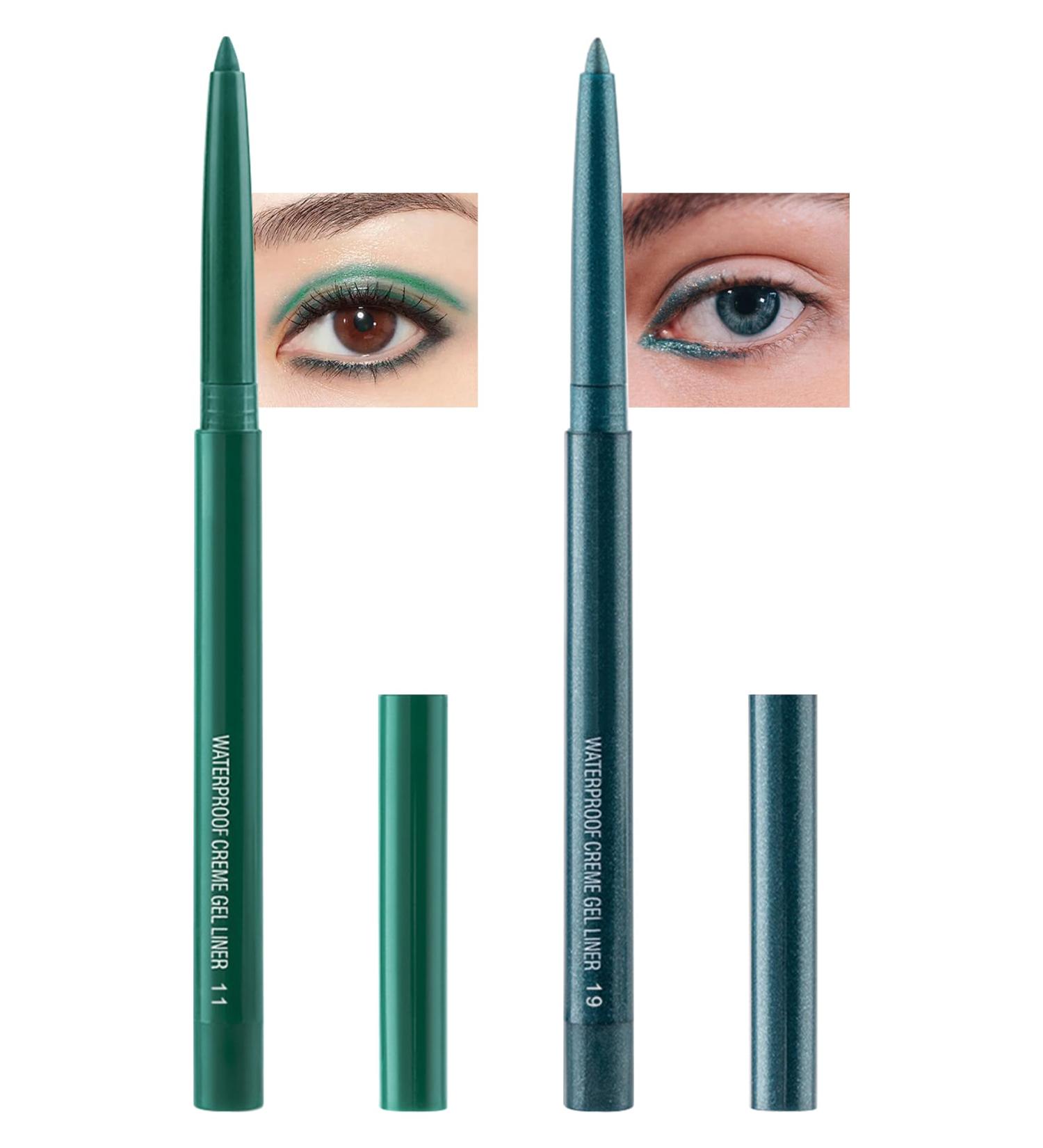 Green & Teal Gel Eyeliner 2 Colors Eyeliner Crayon Pencil Waterproof Long Lasting Smudge-Proof Retractable Colored Eye Liner Pen Cream Waterline Eyeliner Delineador De Ojos Makeup for Women(11+19) - Buy Online on GoSupps.com