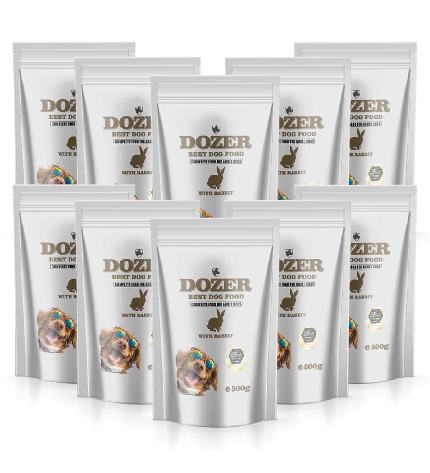 DOZER Adult Dog Food | Complete Food with Different Types of Meat (500 g) | Natural and Nutritious | Wet Dog Food (x 10 Rabbits) - Buy Online on GoSupps.com