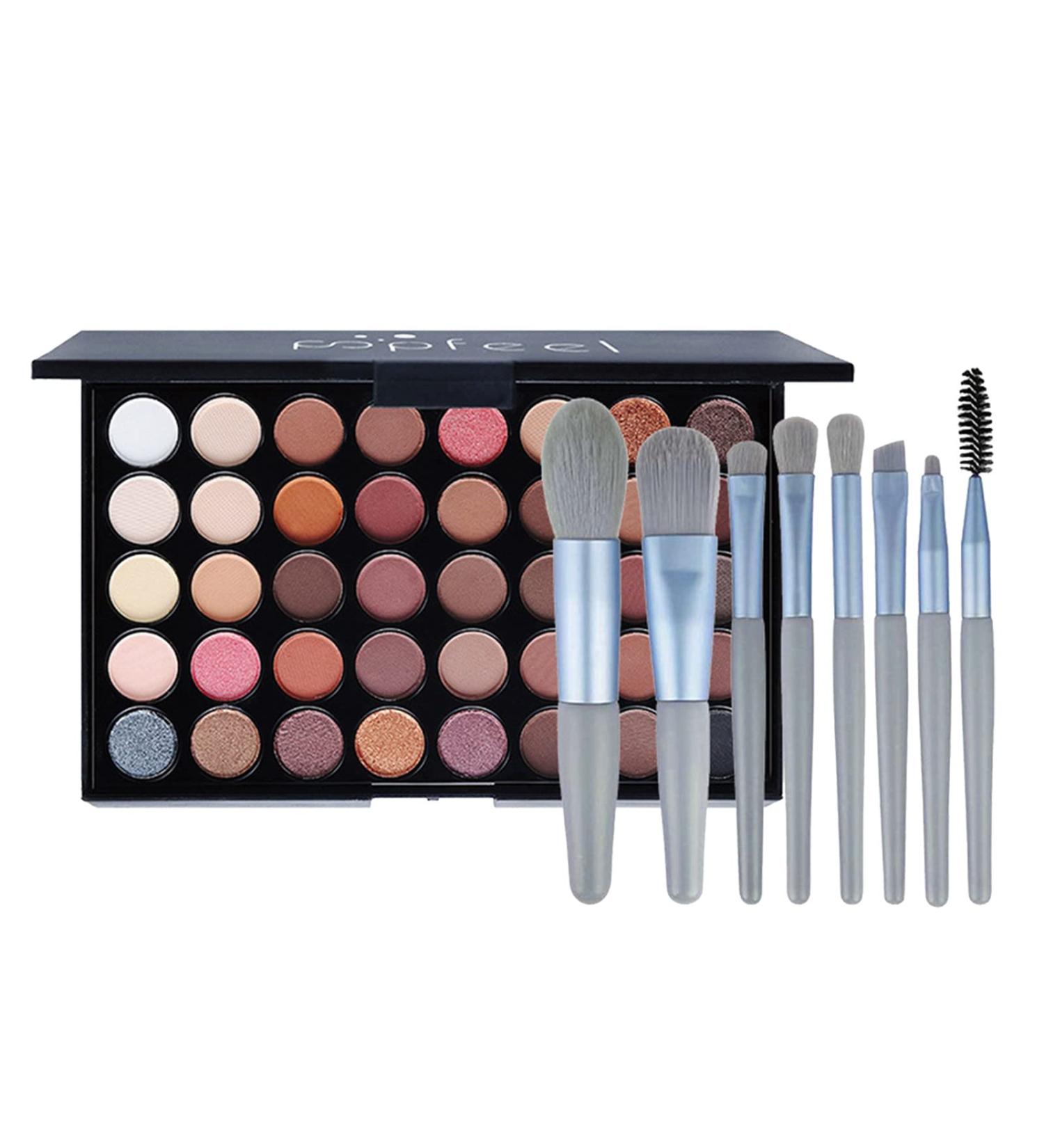 Professional 40-Color Eye Makeup Kit | Strongly Pigmented Palette & 8-Part Brush Set for Stunning Looks - Buy Online on GoSupps.com