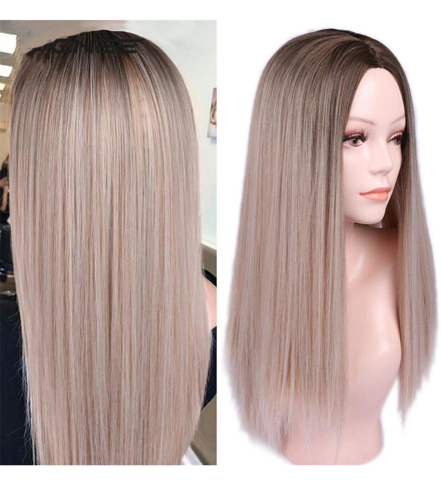 26 Ashblond Synthetic Wig for Women | High Density Ombre Brown Long Straight Hair | Includes Wig Cap | Natural Look - Buy Online on GoSupps.com