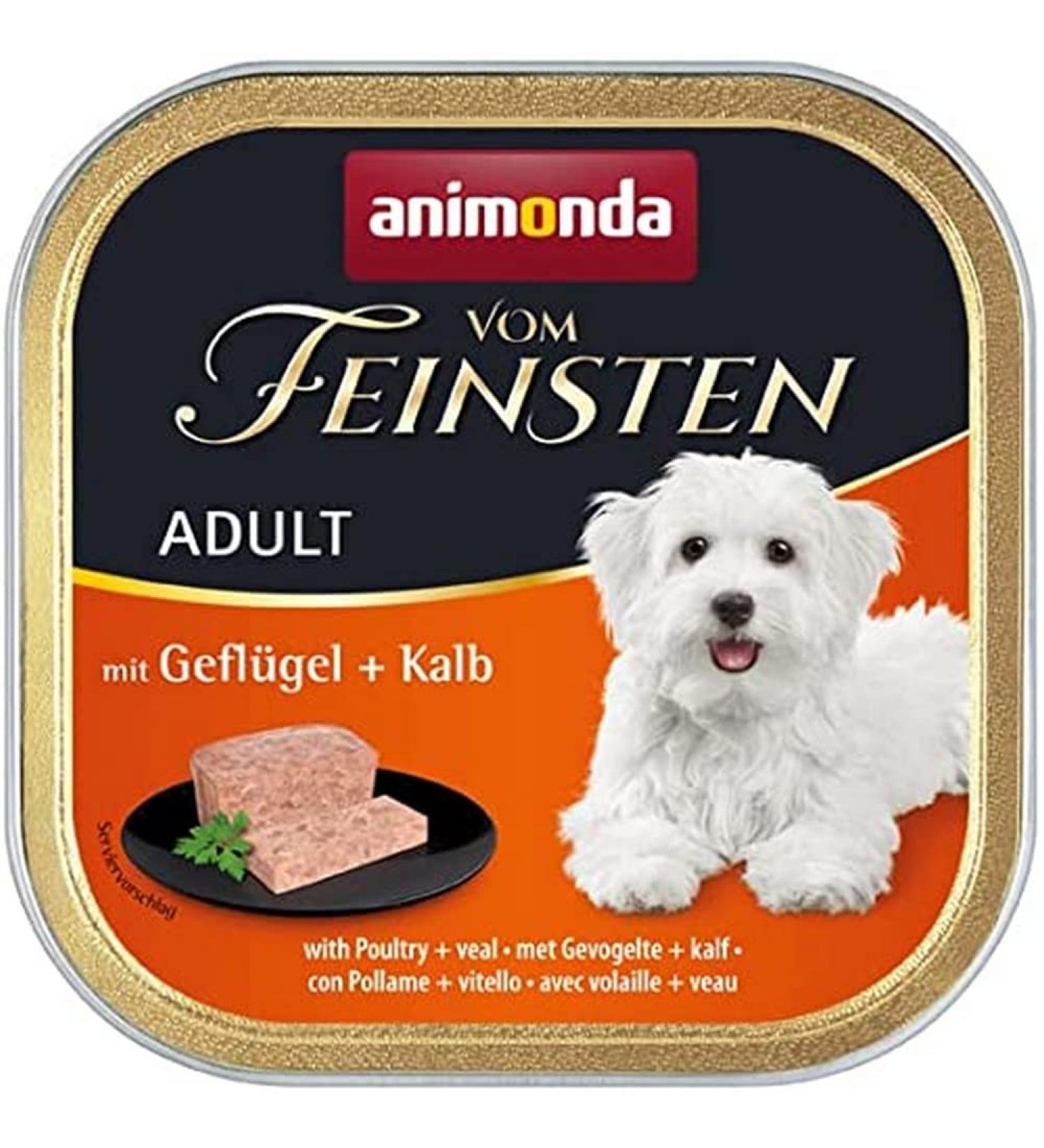 Animonda of the finest adult dog food wet food for adult dogs poultry + calf 22 x 150 g with poultry + calf 150 g (22 pack)