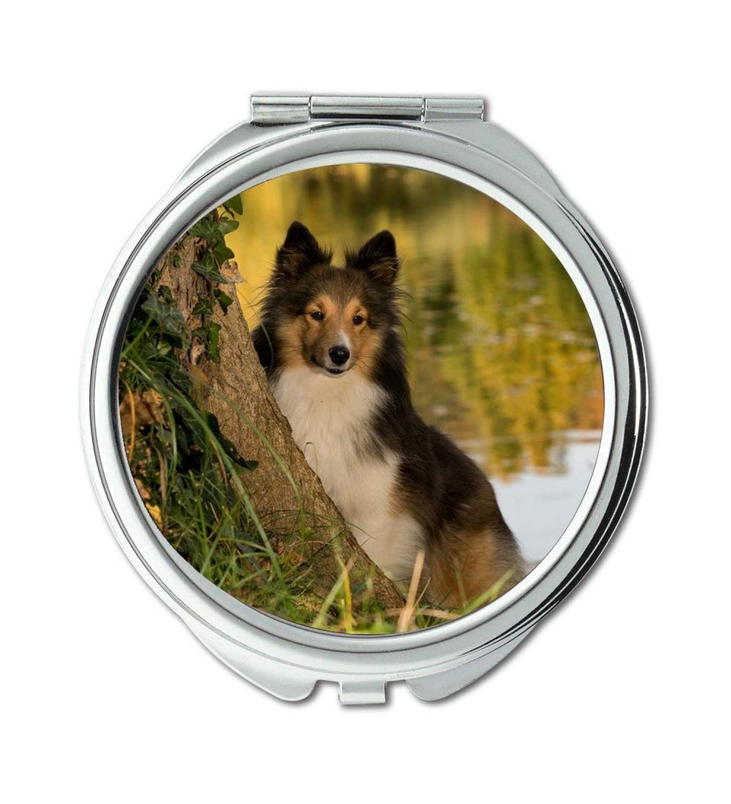 Mirror makeup mirror Dog Sheltie Tree Pond Close Up pocket mirror portable mirror - Buy Online on GoSupps.com